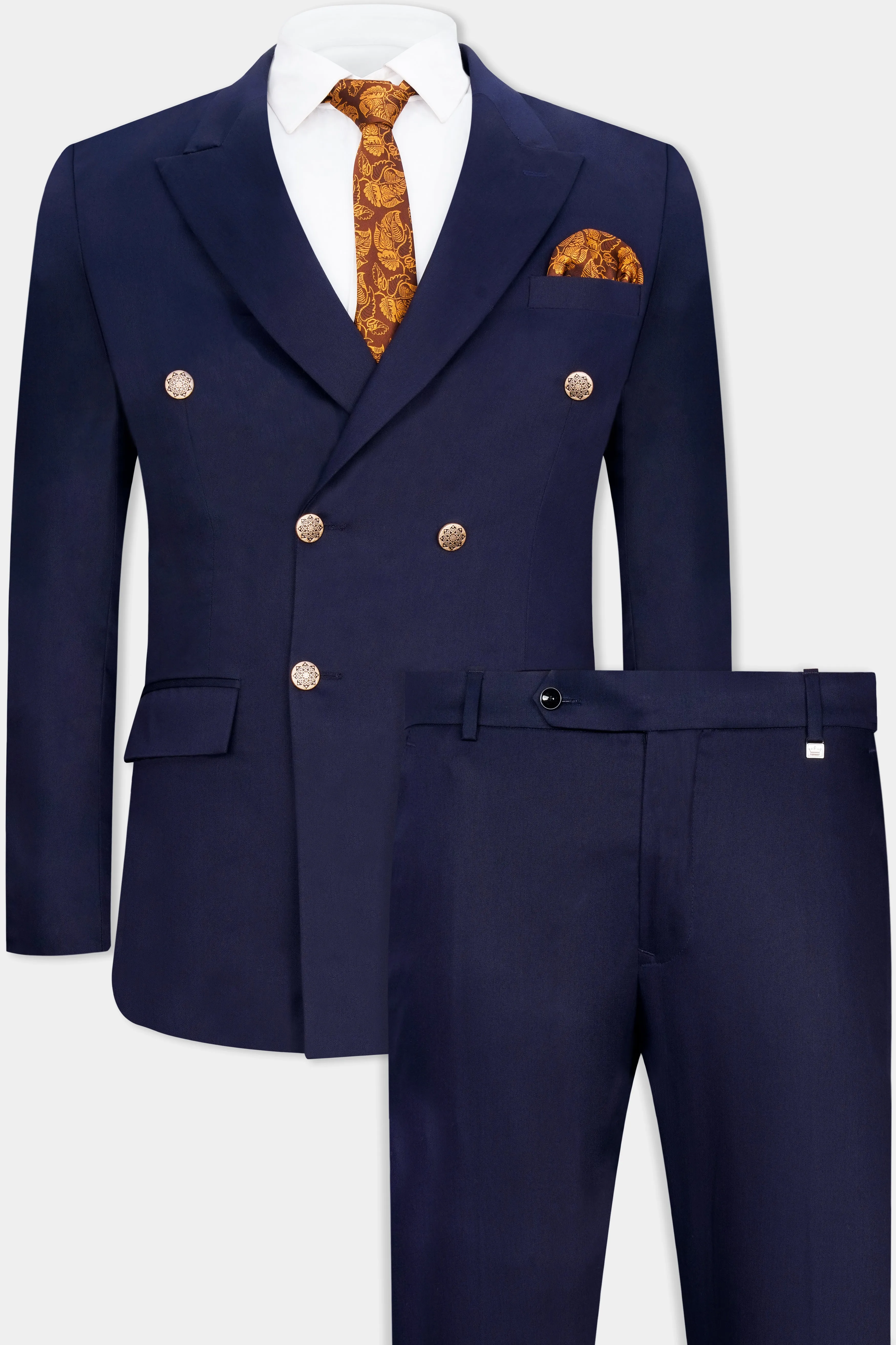 Ebony Clay Blue Wool Rich Double Breasted Suit sold by French Crown product image thumbnail 2