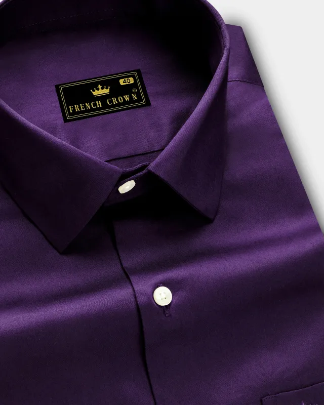 Violet-Grape Purple Subtle Sheen Super Soft Premium Cotton Dress Shirt sold by French Crown