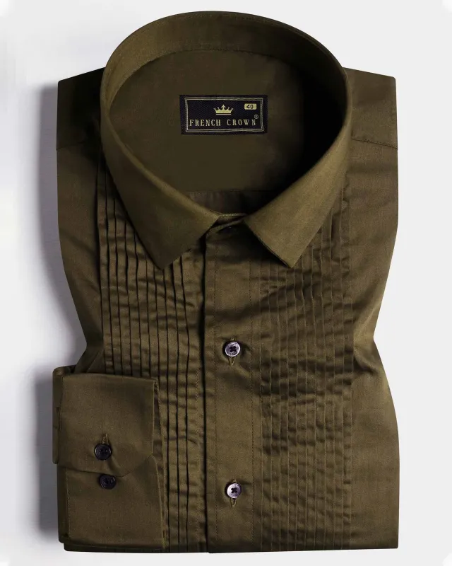 Iroko Brown Subtle Sheen Super Soft Premium Cotton Tuxedo Shirt sold by French Crown