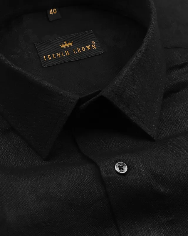 Jade Black Jacquard Textured Premium Giza Cotton Shirt sold by French Crown