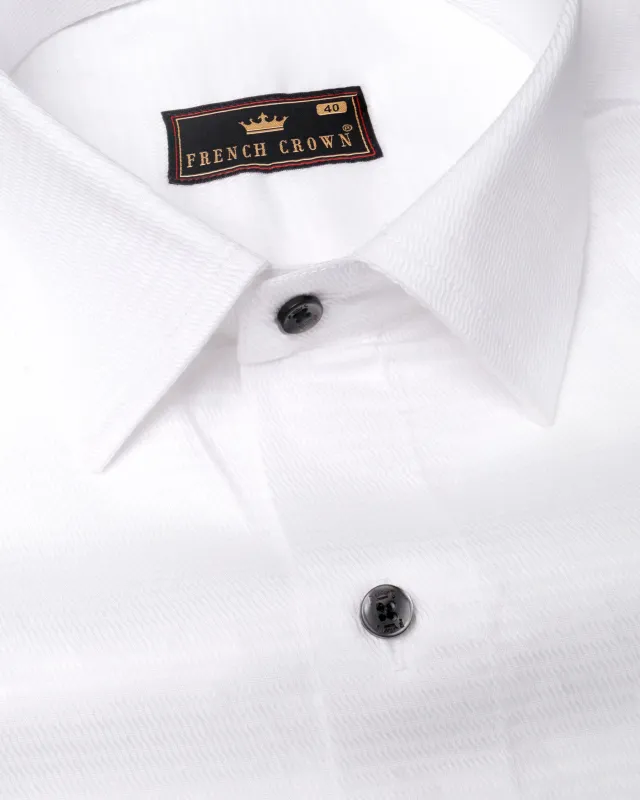 Bright White Dobby Textured Premium Giza Cotton Shirt sold by French Crown