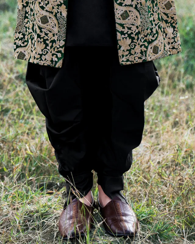 Jade Black satin Dhoti F6351 sold by French Crown