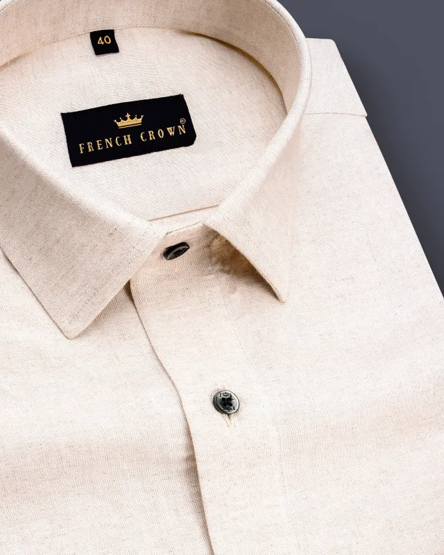 Liora-Swirl Cream Luxurious Linen Dress Shirt sold by French Crown