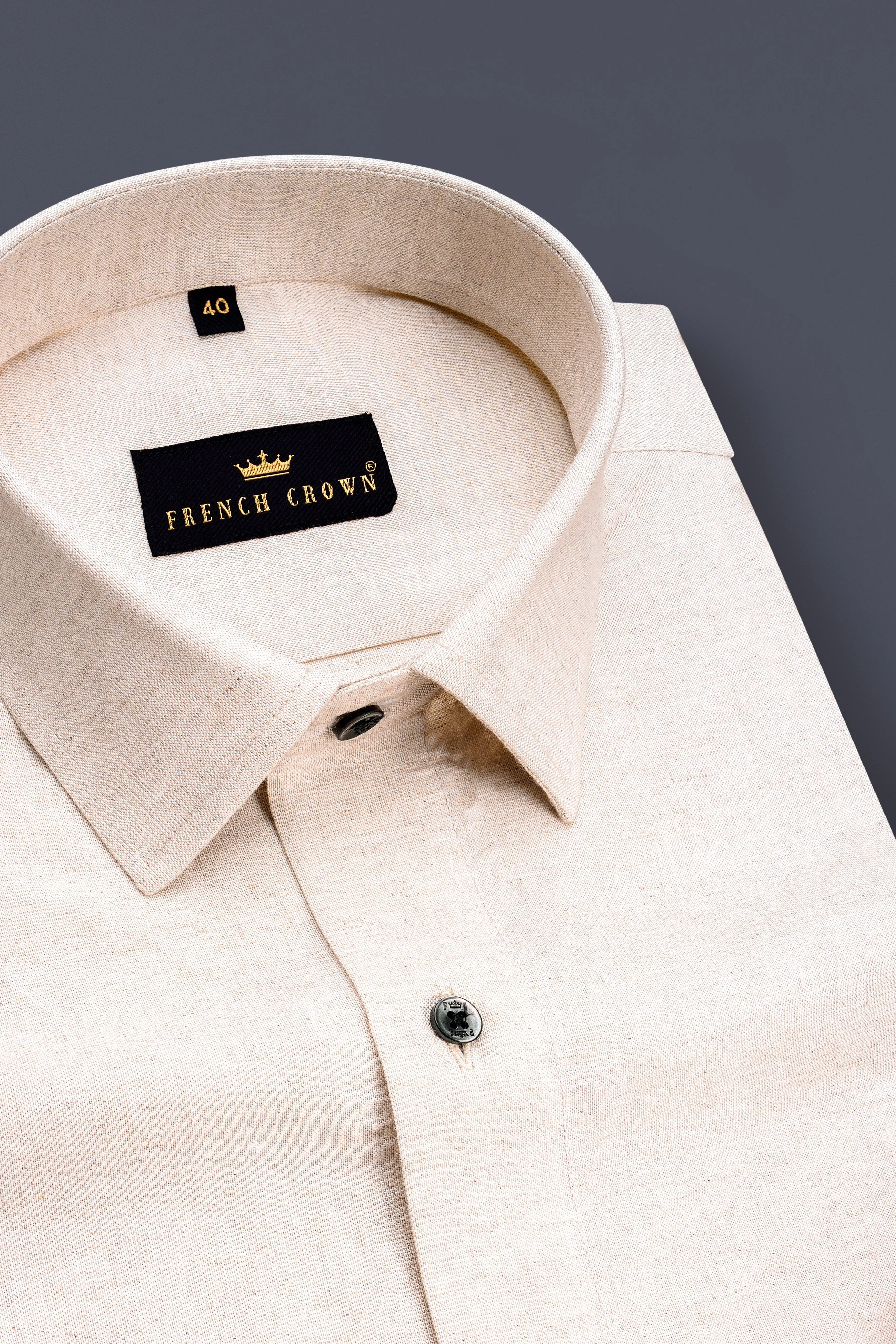 Liora-Swirl Cream Luxurious Linen Dress Shirt sold by French Crown product image thumbnail 2