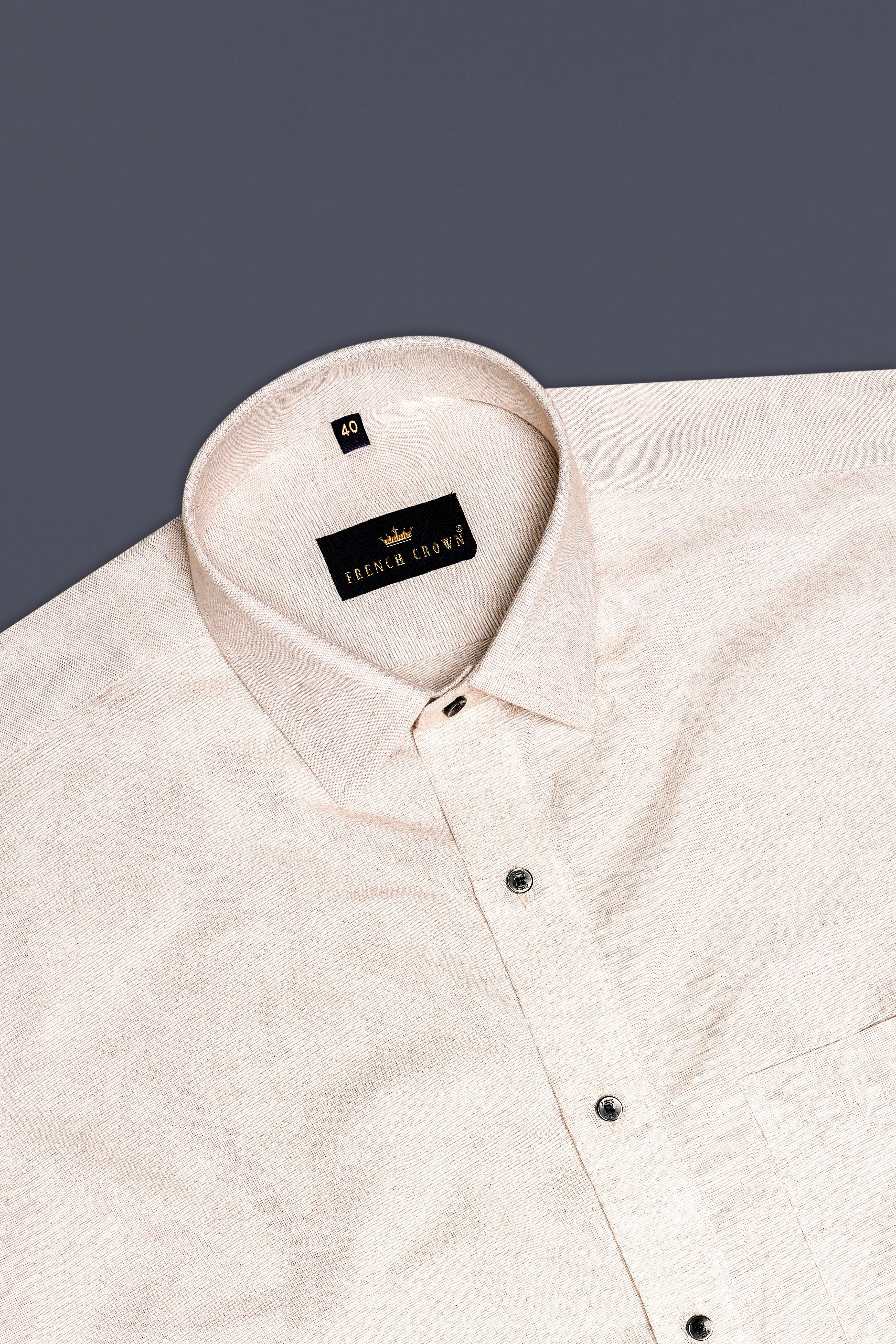 Liora-Swirl Cream Luxurious Linen Dress Shirt sold by French Crown product image thumbnail 5