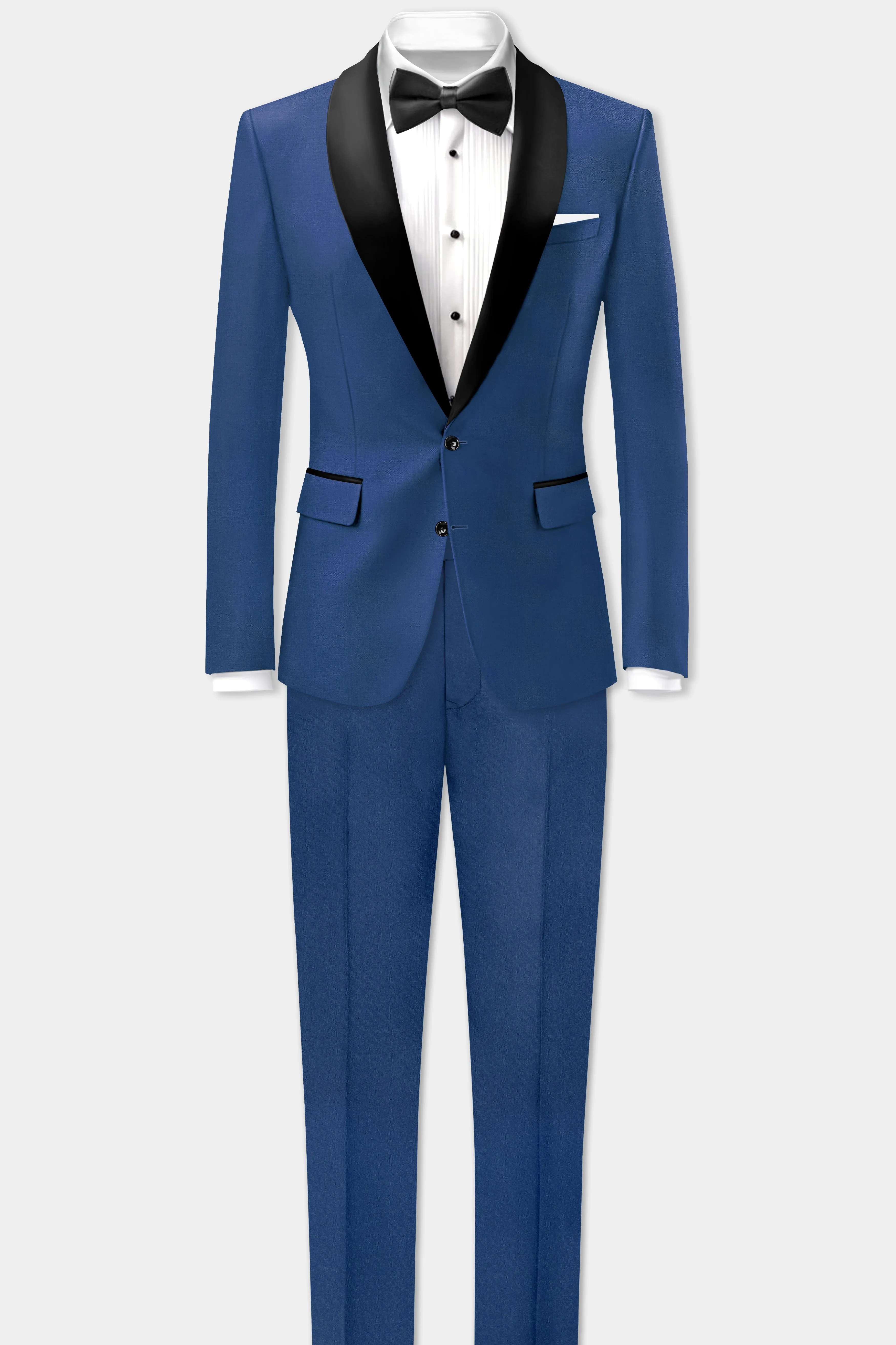 Cerulean Elite-Cobalt Blue Solid Wool Rich Tuxedo Slight Stretch Suit sold by French Crown product image thumbnail 4