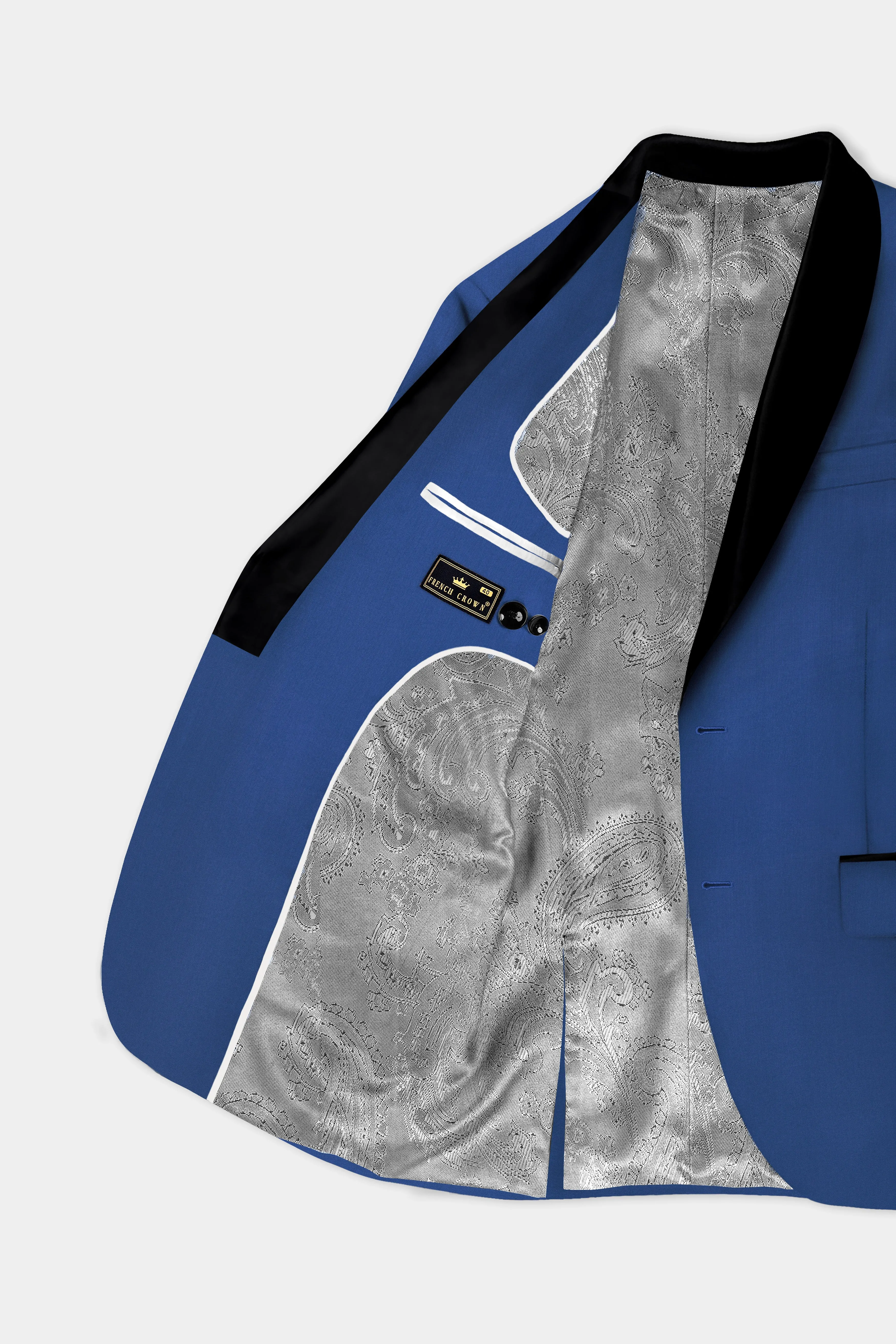 Cerulean Elite-Cobalt Blue Solid Wool Rich Tuxedo Slight Stretch Suit sold by French Crown product image thumbnail 5