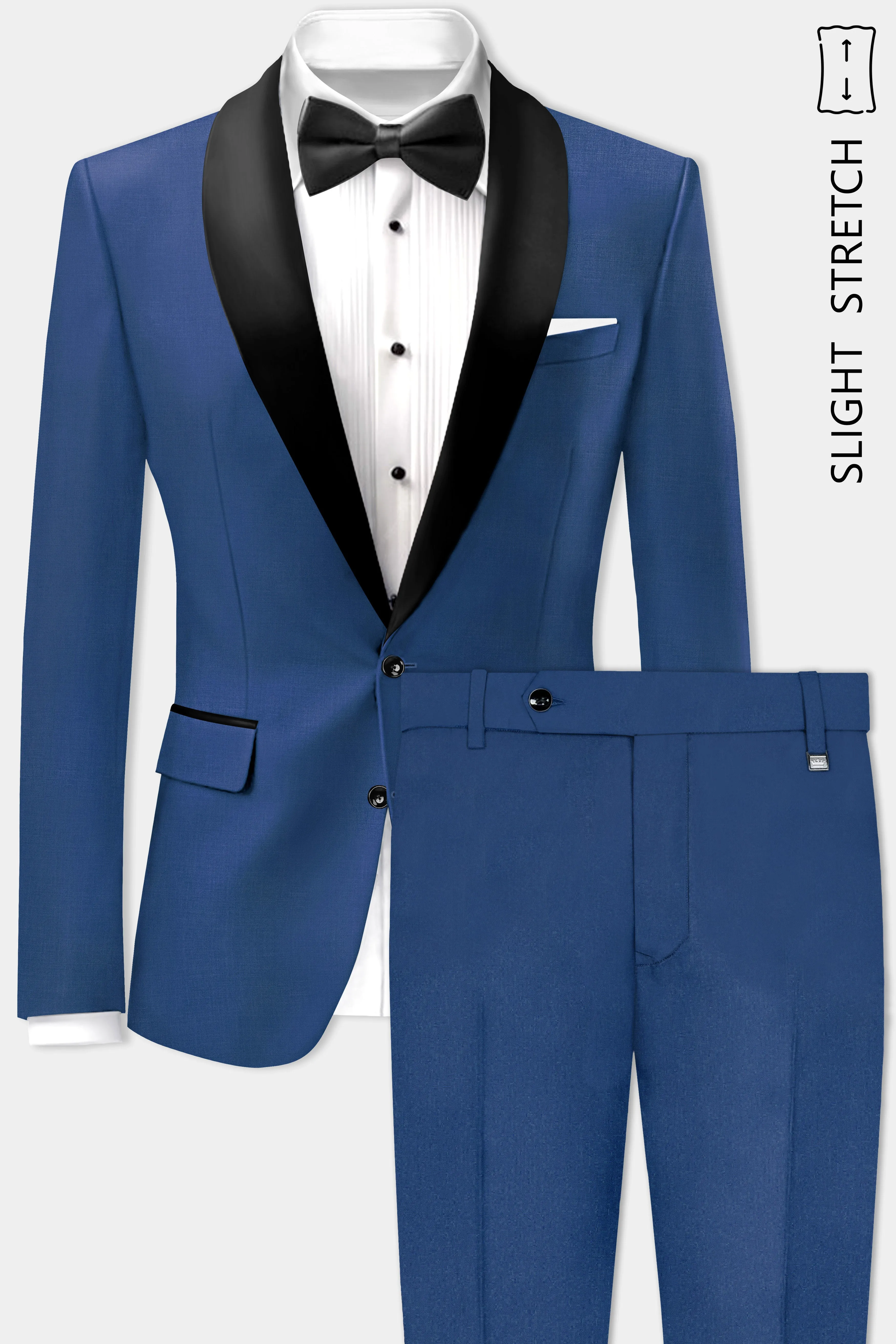 Cerulean Elite-Cobalt Blue Solid Wool Rich Tuxedo Slight Stretch Suit sold by French Crown product image thumbnail 2