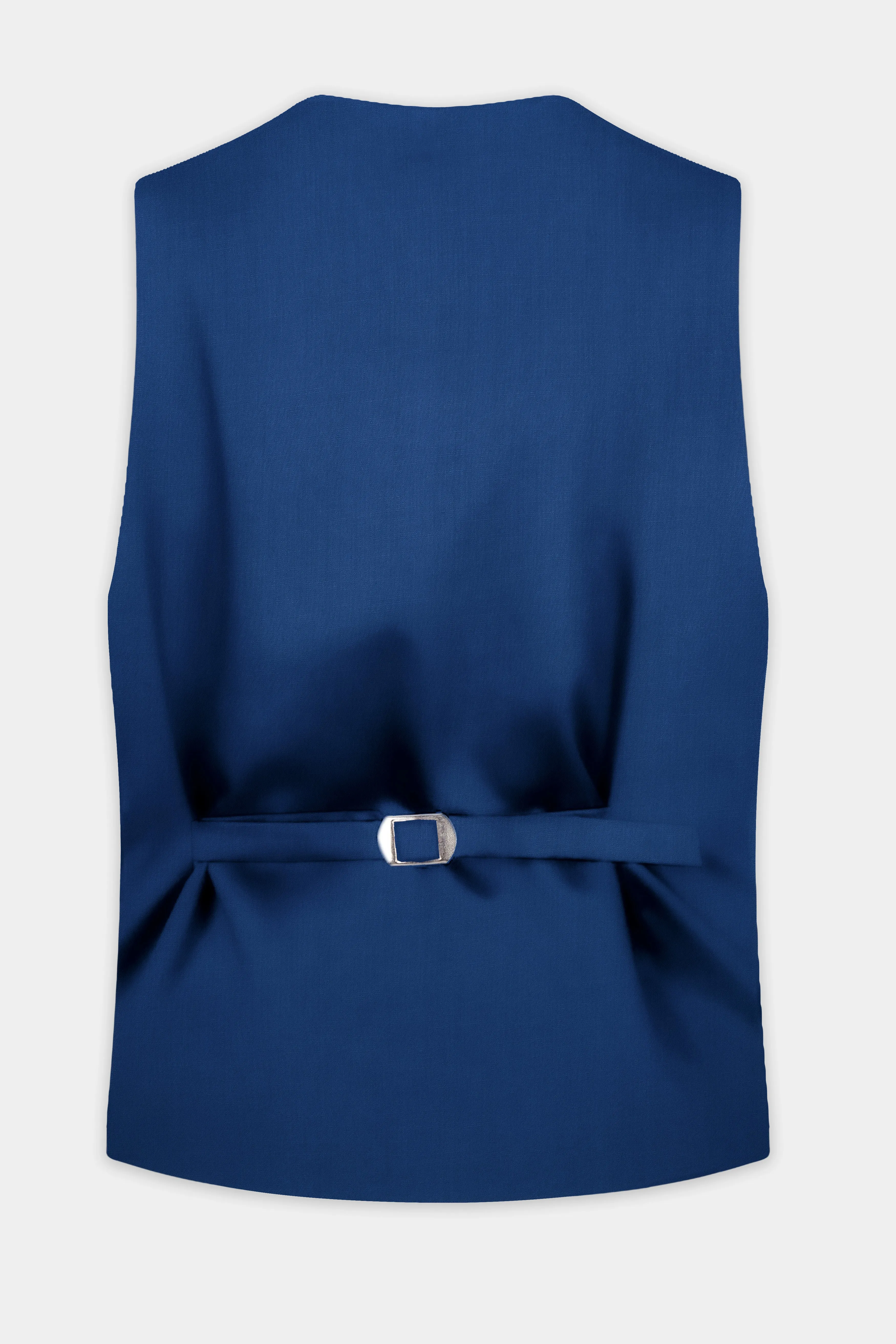 Cerulean Elite-Cobalt Blue Solid Wool Rich Slight Stretch Waistcoat sold by French Crown product image thumbnail 4