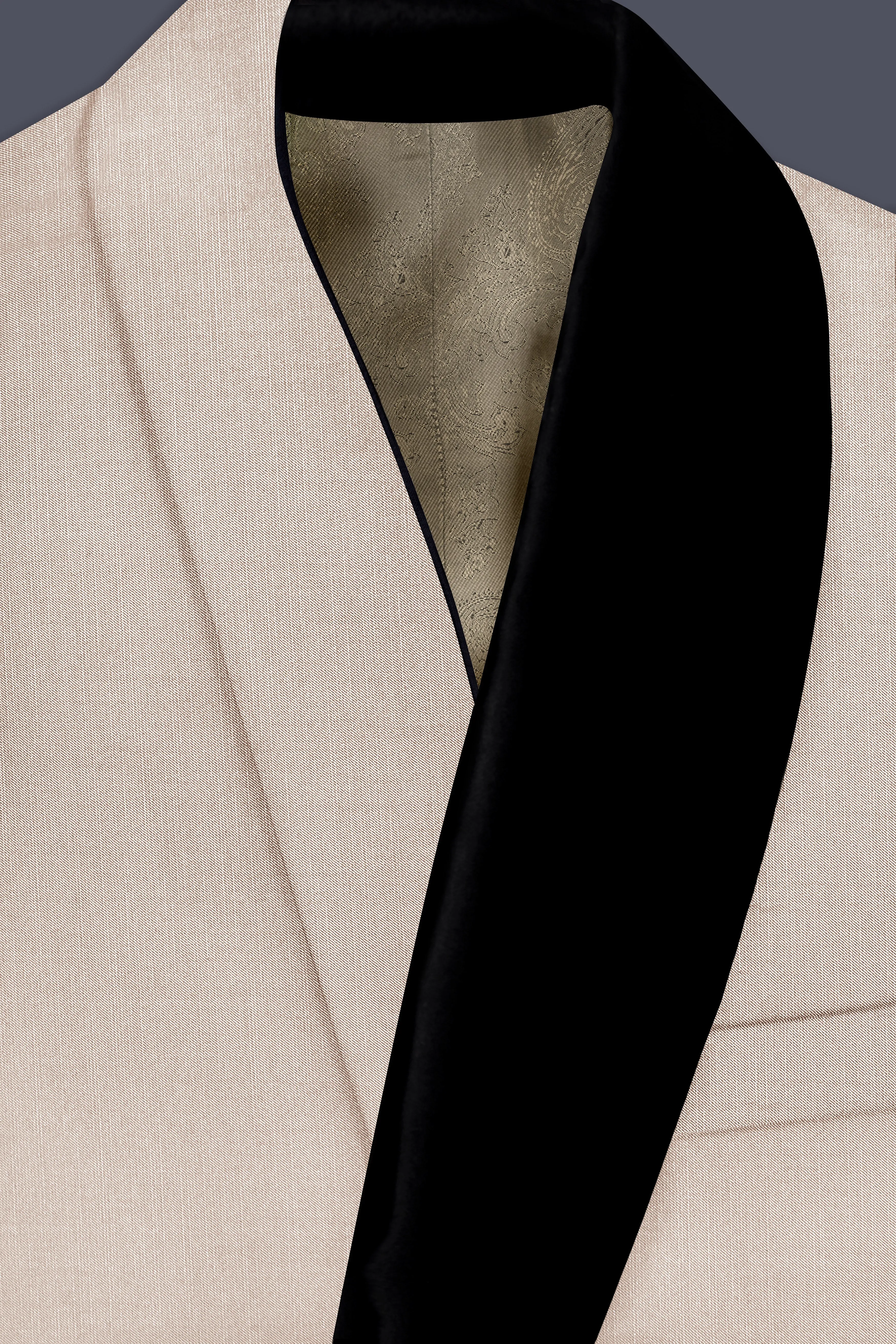Biscotti-Parchment Cream Wool Rich Tuxedo Slight Stretch Blazer sold by French Crown product image thumbnail 4