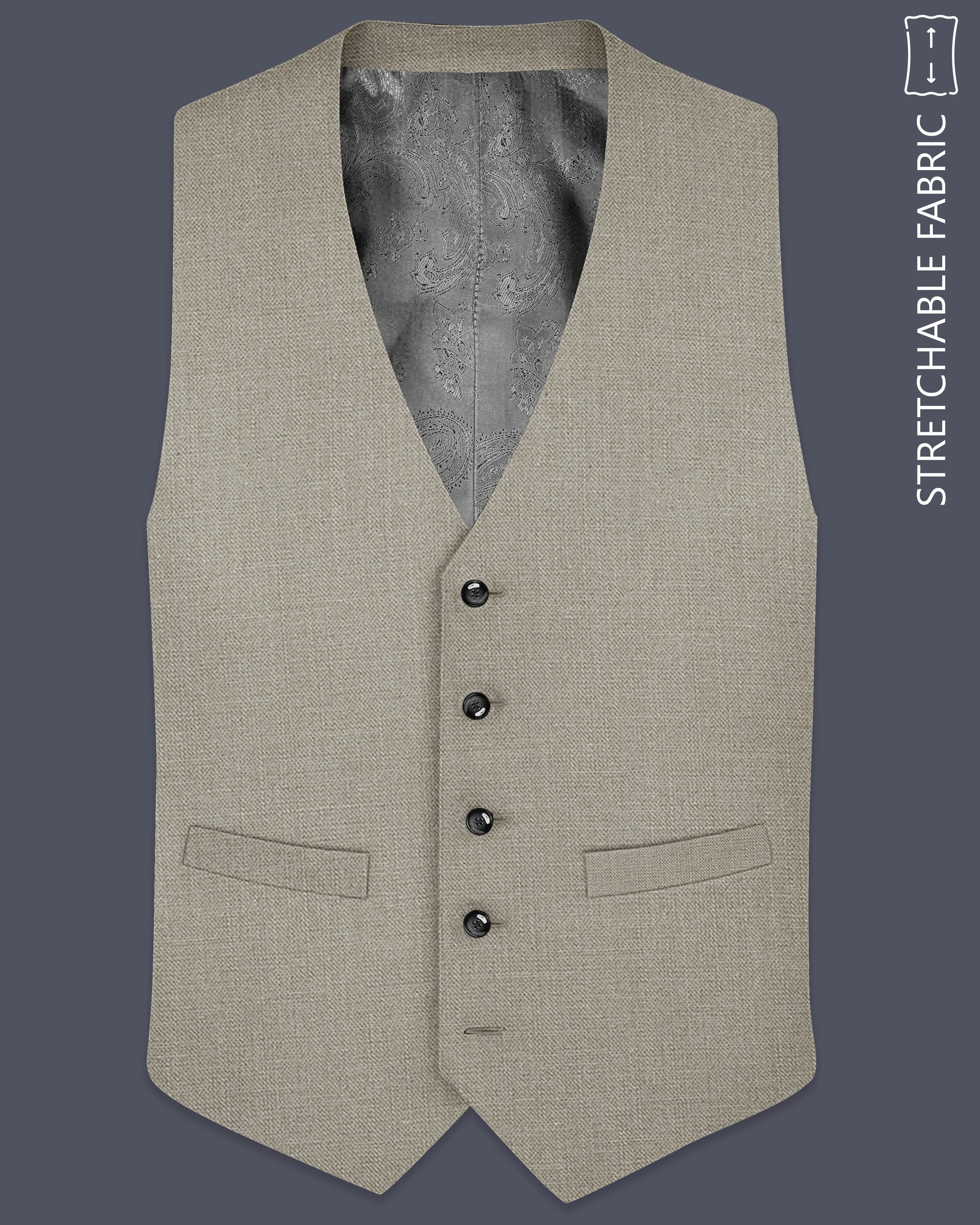 Grevino-Pablo Brown Luxurious Linen Stretchable Waistcoat sold by French Crown
