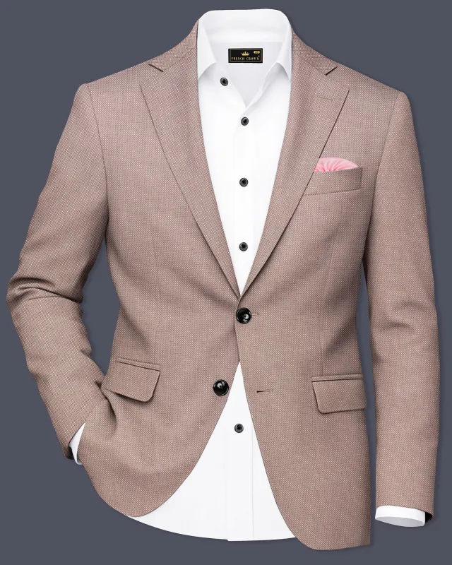 Velbrun-Zorba Brown Textured Wool Rich Single Breasted Blazer sold by French Crown