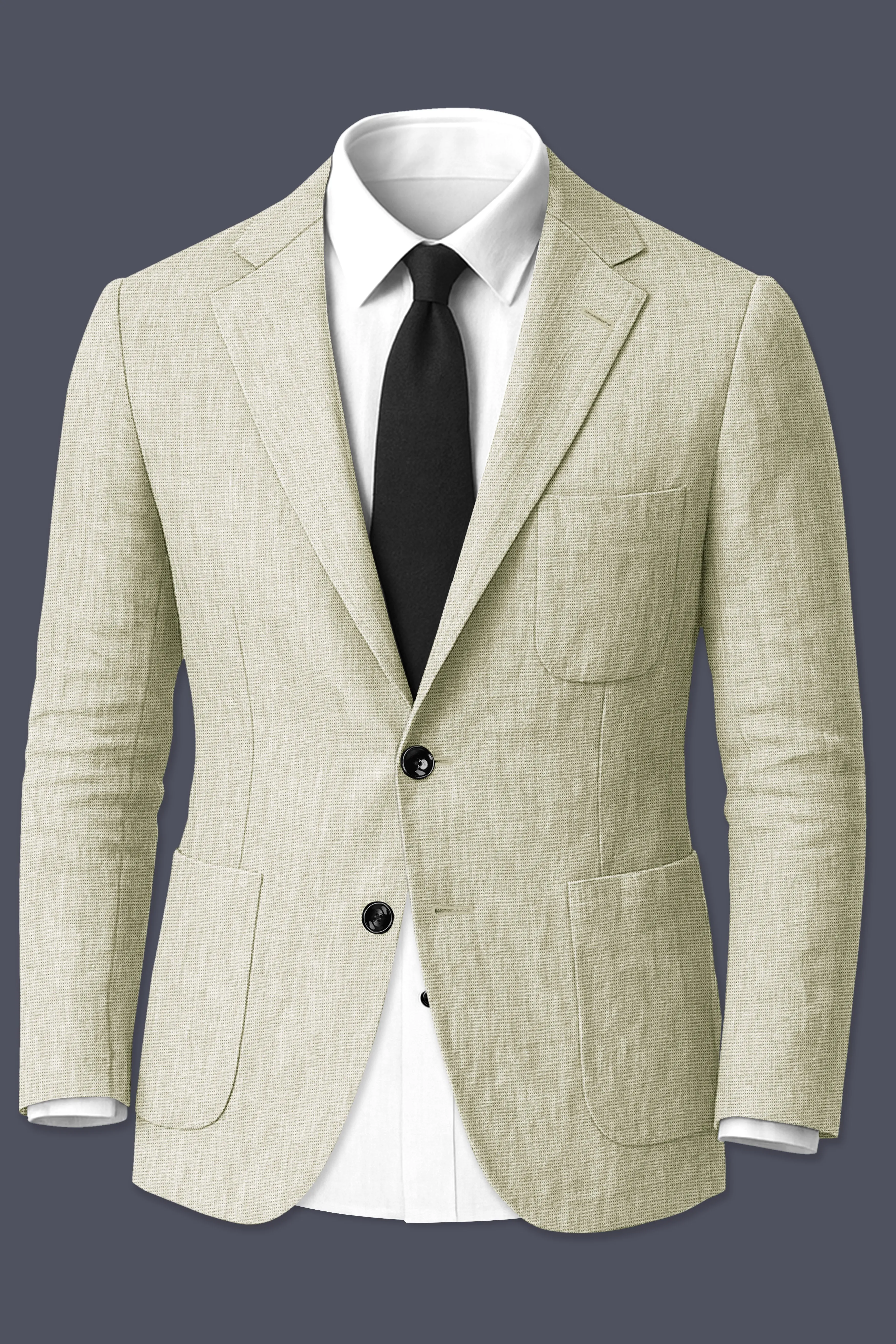 Virenza-Thistle Green Luxurious Linen Single Breasted Sports Blazer sold by French Crown product image thumbnail 2