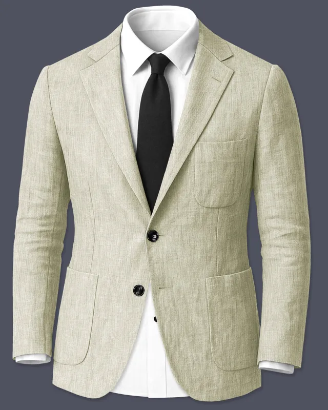 Virenza-Thistle Green Luxurious Linen Single Breasted Sports Blazer sold by French Crown