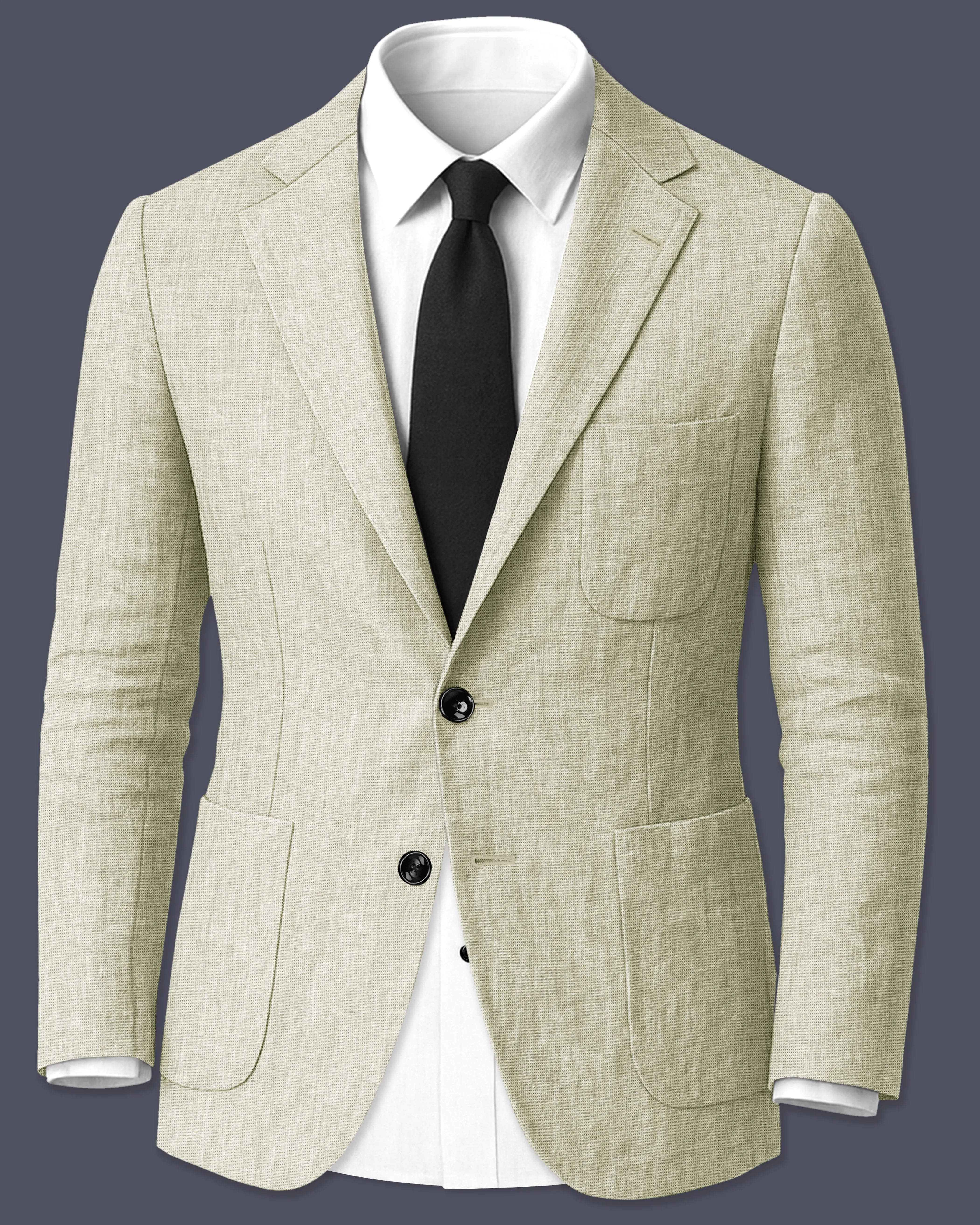Virenza-Thistle Green Luxurious Linen Single Breasted Sports Blazer sold by French Crown