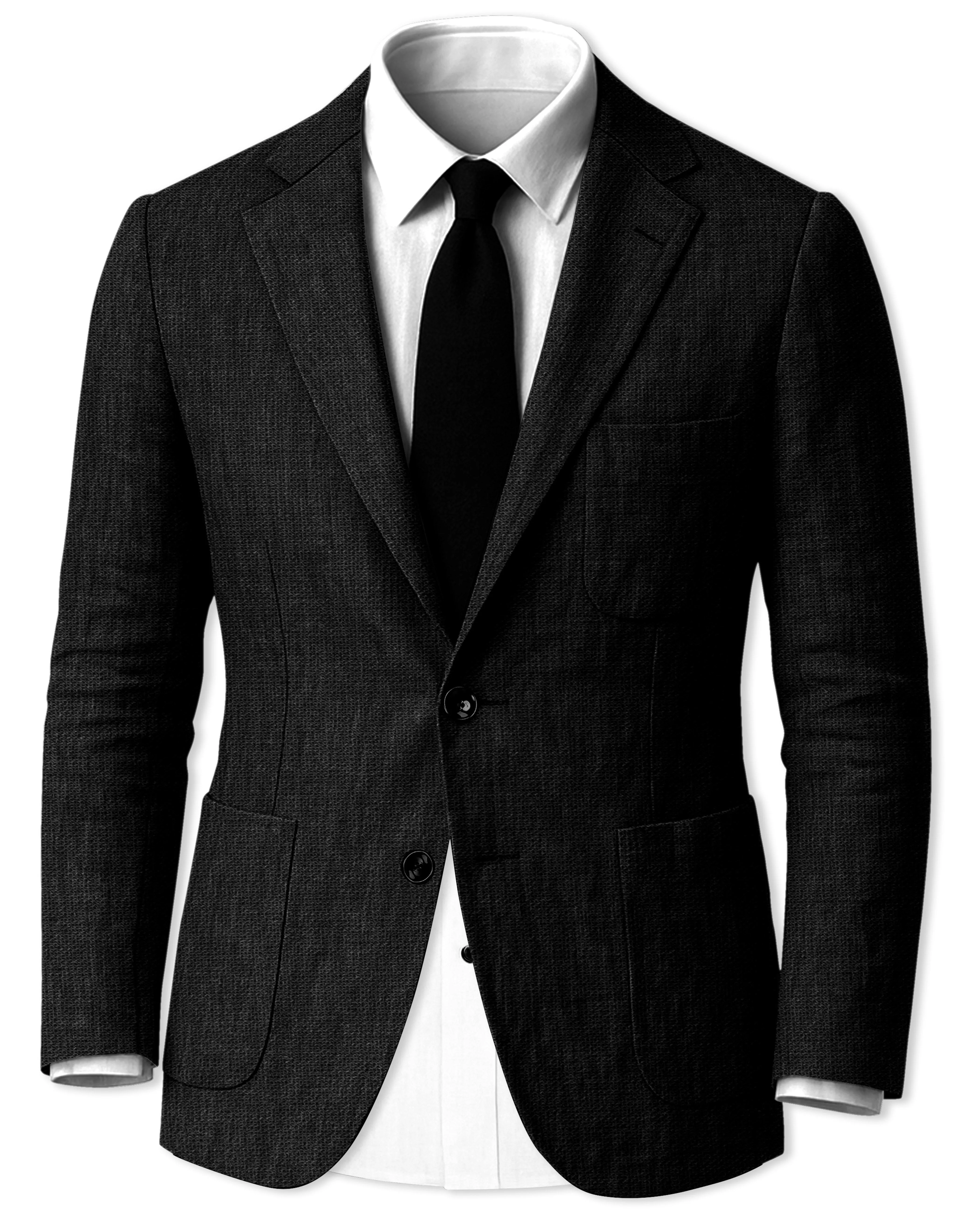 Nerjade-Jade Black Luxurious Linen Single Breasted Sports Blazer sold by French Crown