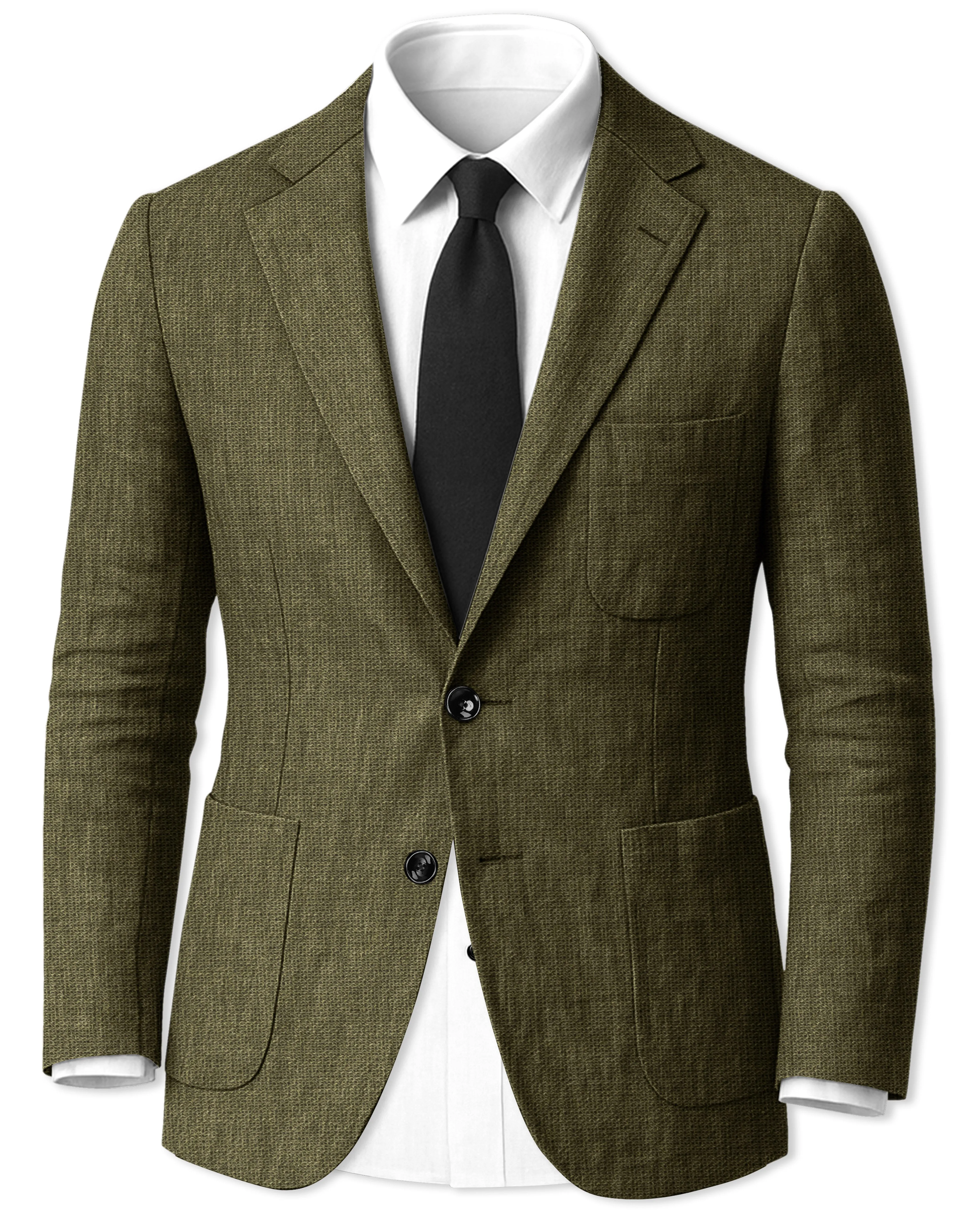 Virenza-Birch Green Luxurious Linen Single Breasted Sports Blazer sold by French Crown