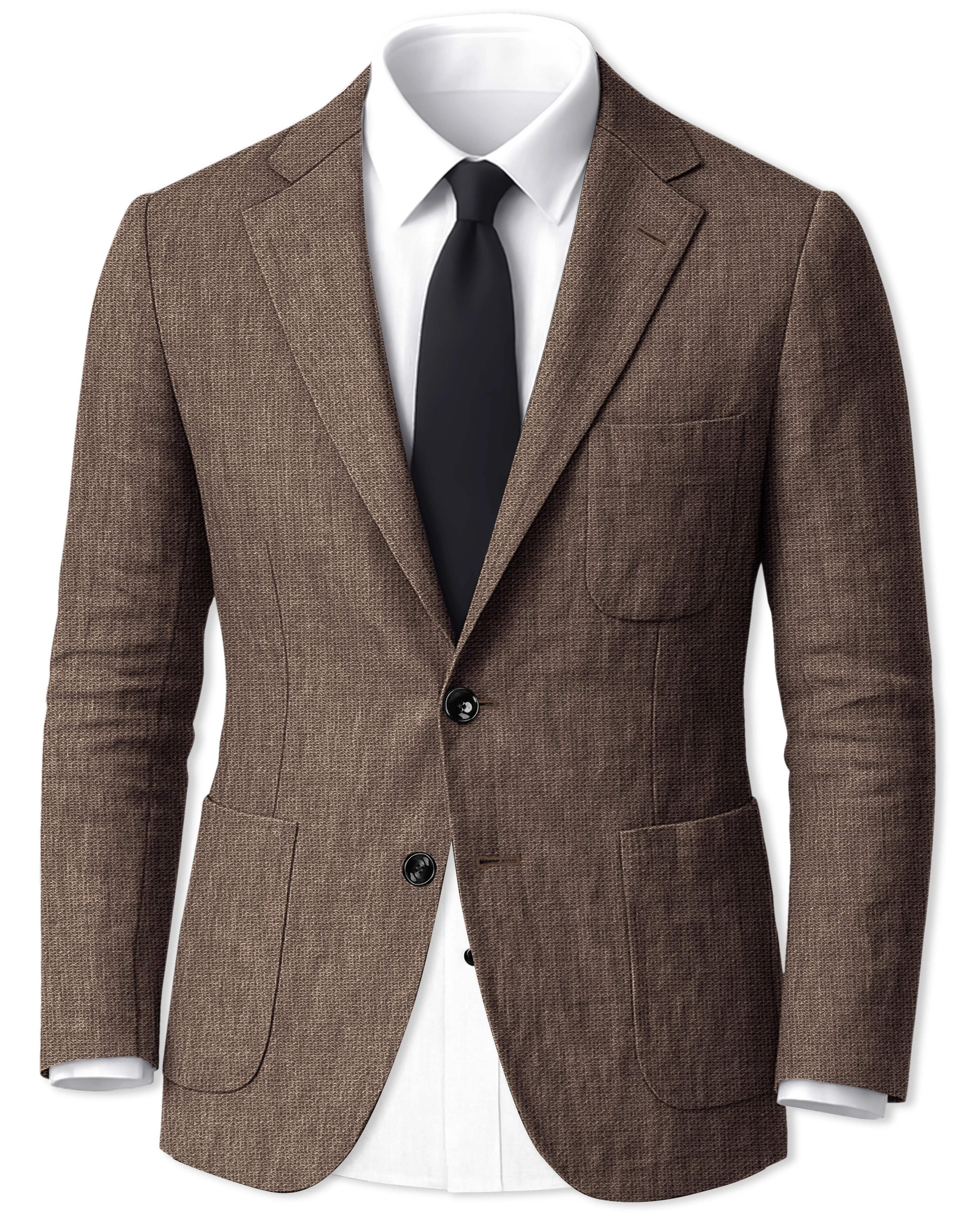 Velbrun-Kabul Brown Luxurious Linen Single Breasted Sports Blazer sold by French Crown