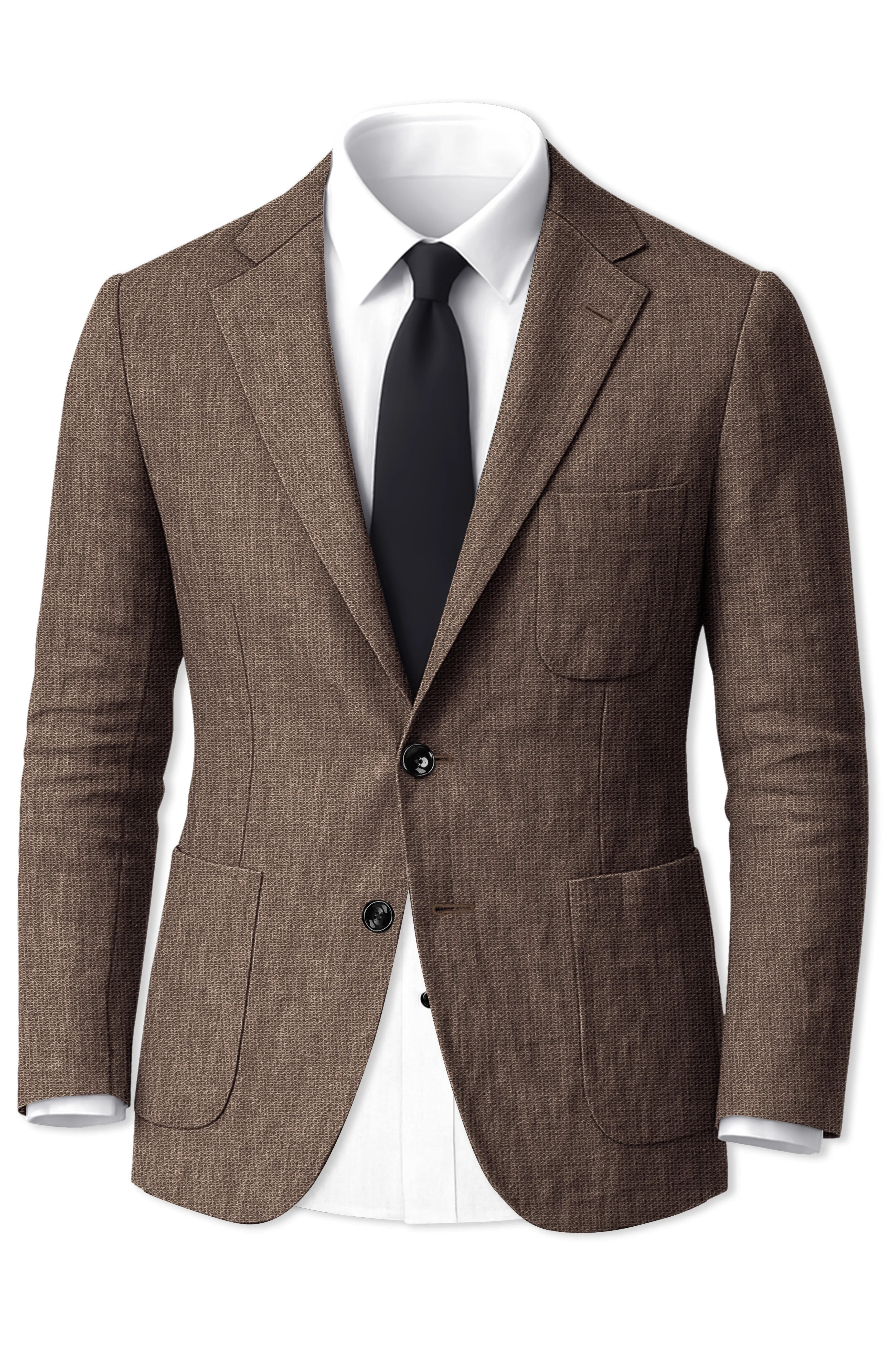 Velbrun-Kabul Brown Luxurious Linen Single Breasted Sports Blazer sold by French Crown product image thumbnail 2