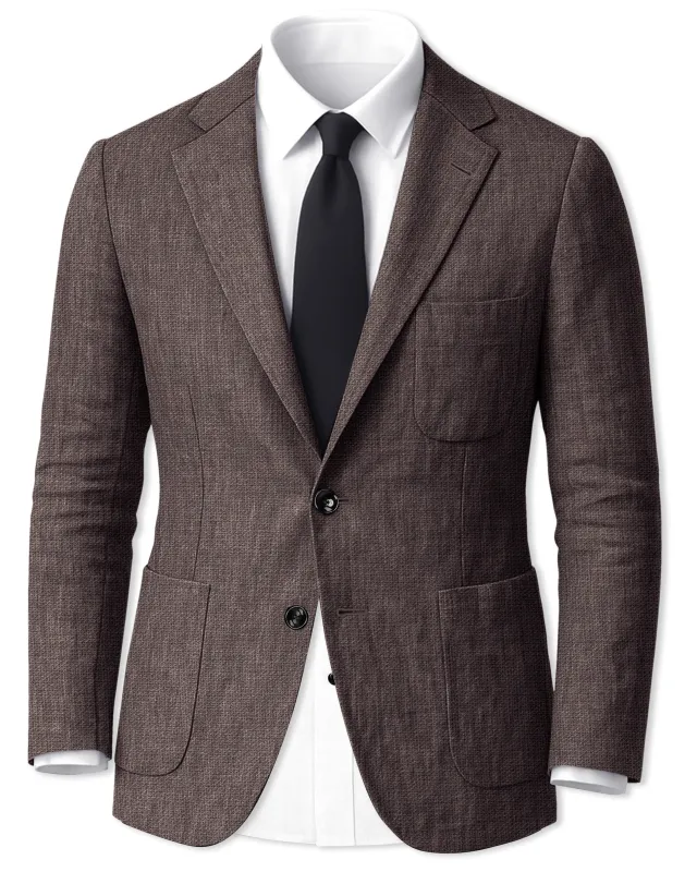 Terravo-Iridium Brown Luxurious Linen Single Breasted Sports Blazer sold by French Crown