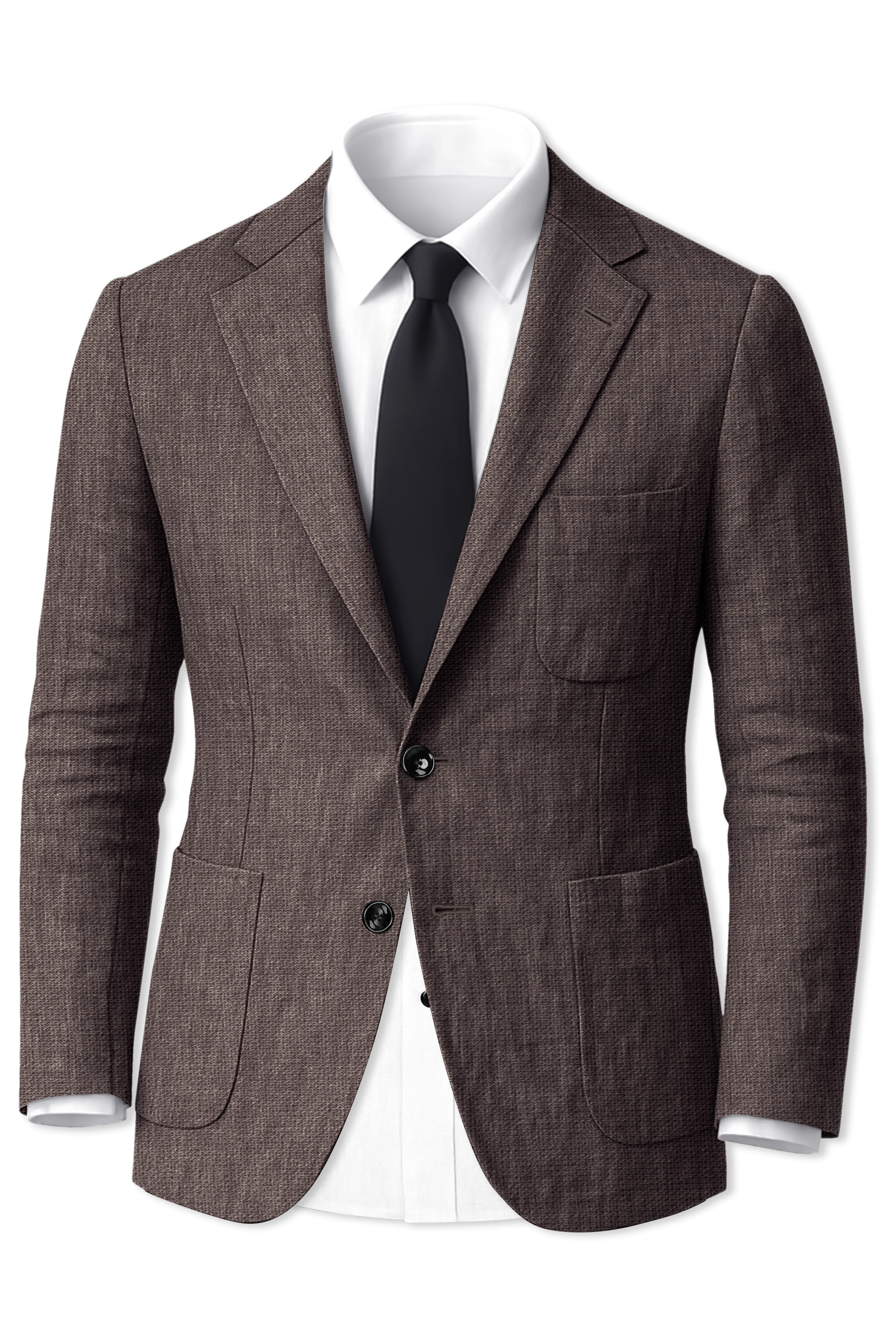 Terravo-Iridium Brown Luxurious Linen Single Breasted Sports Blazer sold by French Crown product image thumbnail 2