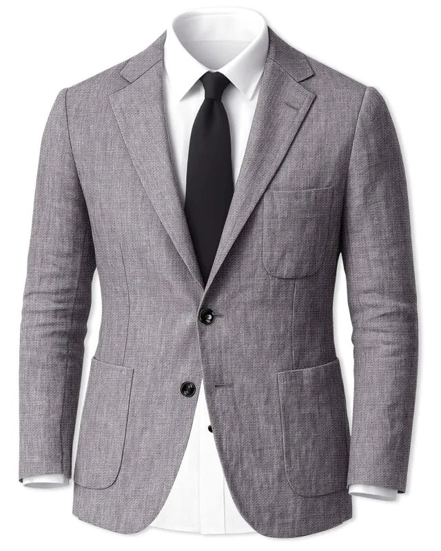 Cinerro-Monsoon Gray Luxurious Linen Single Breasted Sports Blazer sold by French Crown