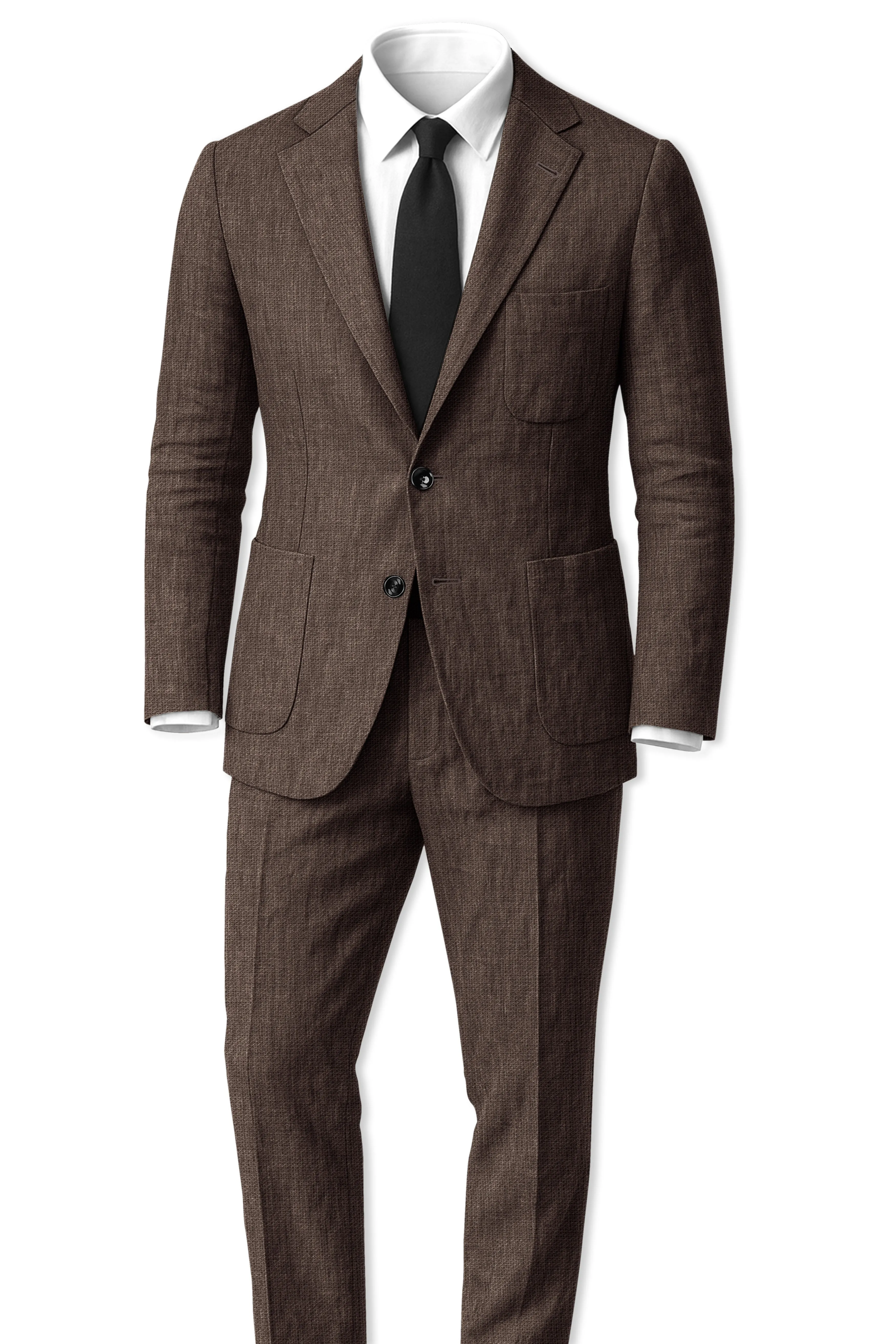 Terravo-Bistre Brown Luxurious Linen Single Breasted Sports Suit sold by French Crown product image thumbnail 4