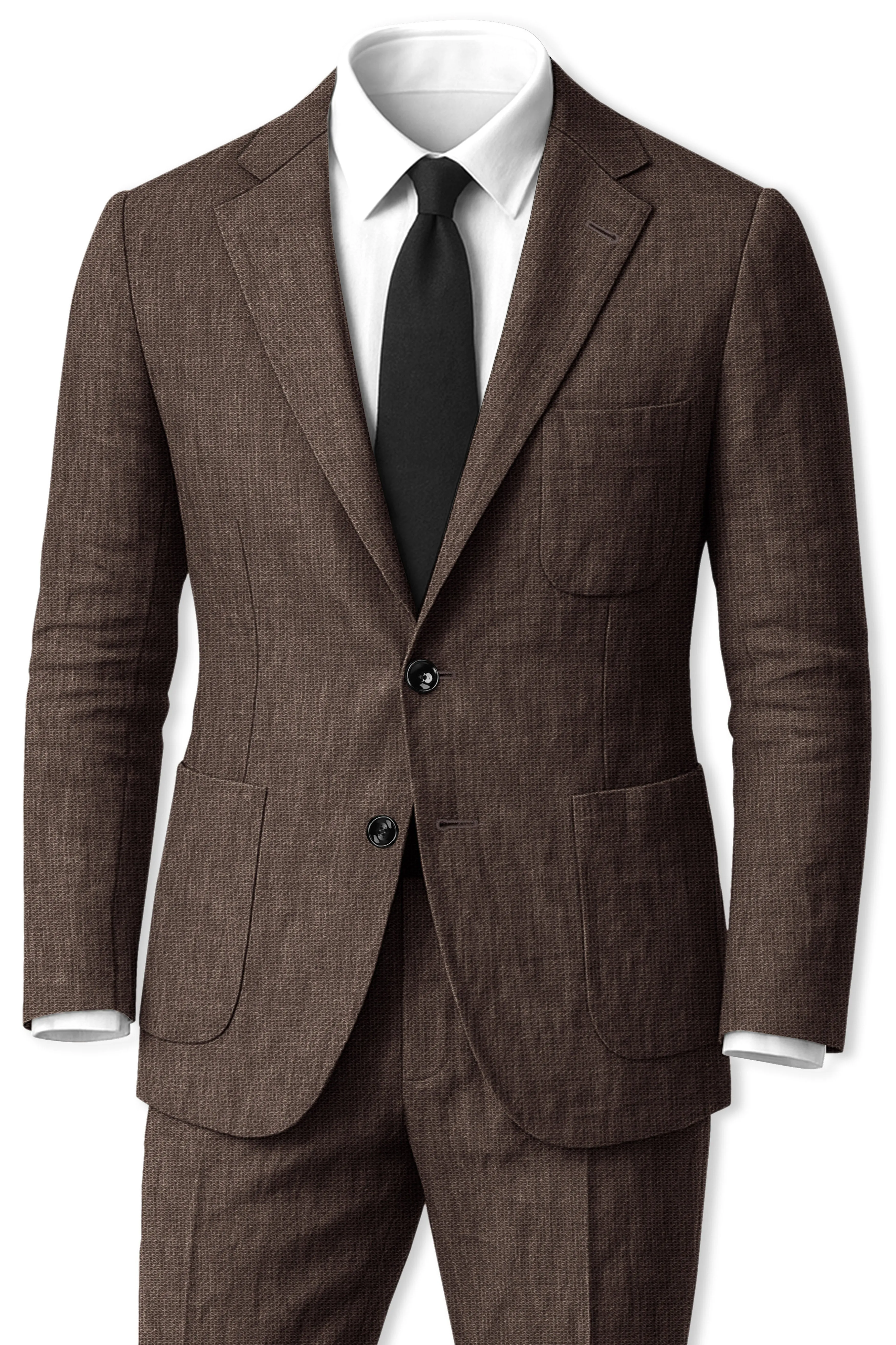 Terravo-Bistre Brown Luxurious Linen Single Breasted Sports Suit sold by French Crown product image thumbnail 2
