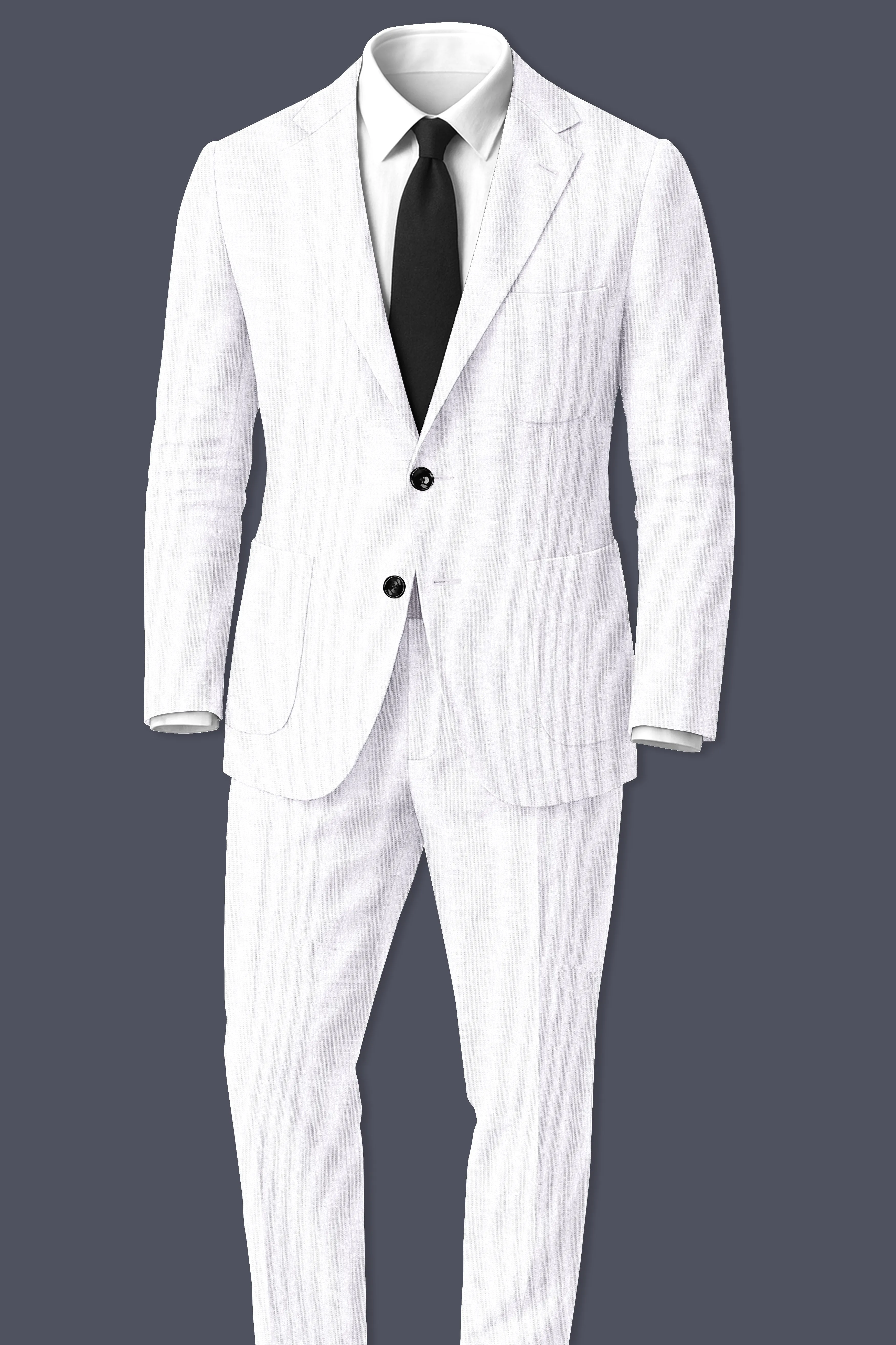 Alvesso-Bright White Luxurious Linen Single Breasted Stretchable traveler Suit sold by French Crown product image thumbnail 4
