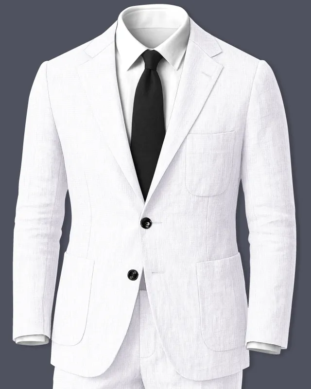 Alvesso-Bright White Luxurious Linen Single Breasted Stretchable traveler Suit made by French Crown