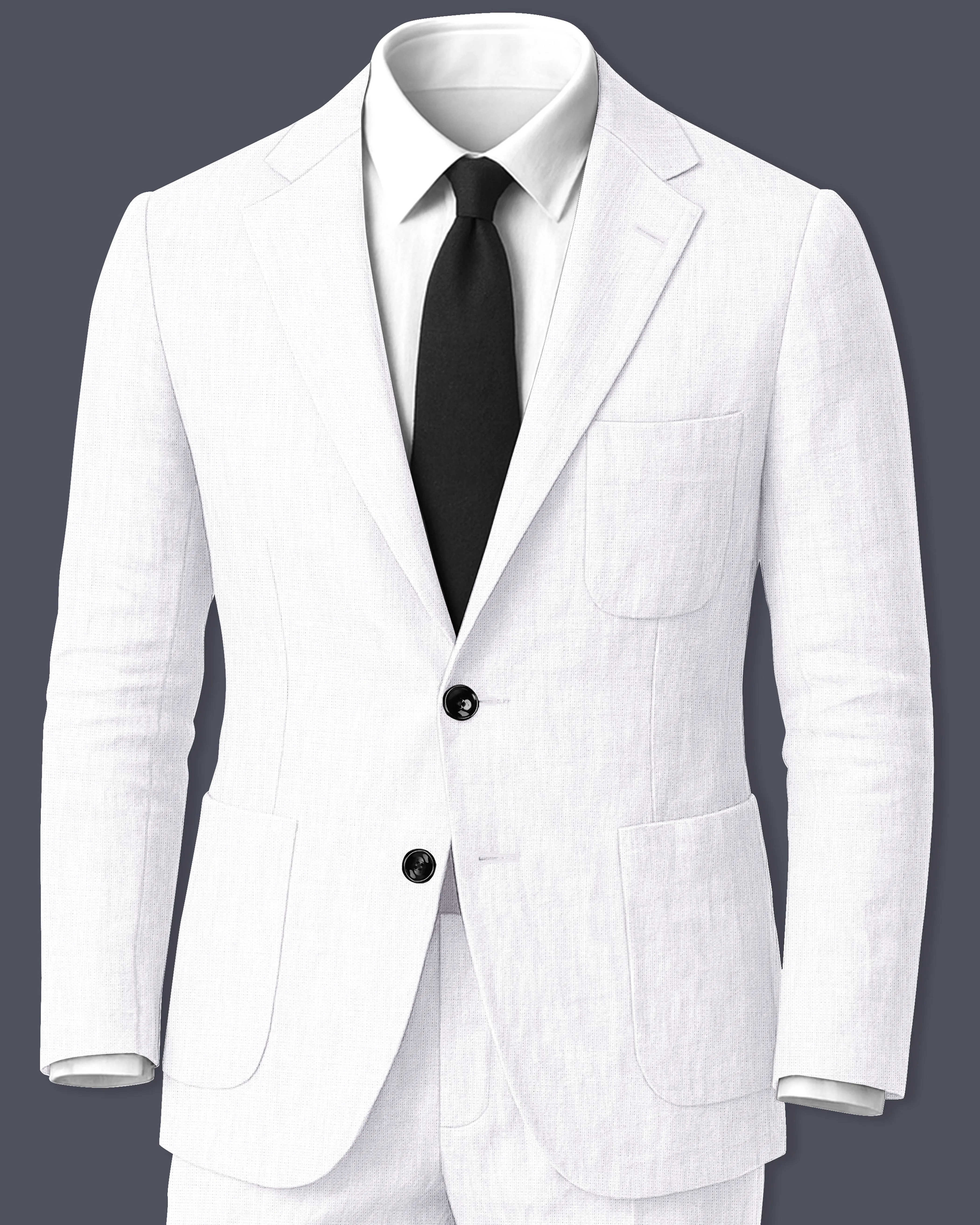 Alvesso-Bright White Luxurious Linen Single Breasted Stretchable traveler Suit sold by French Crown