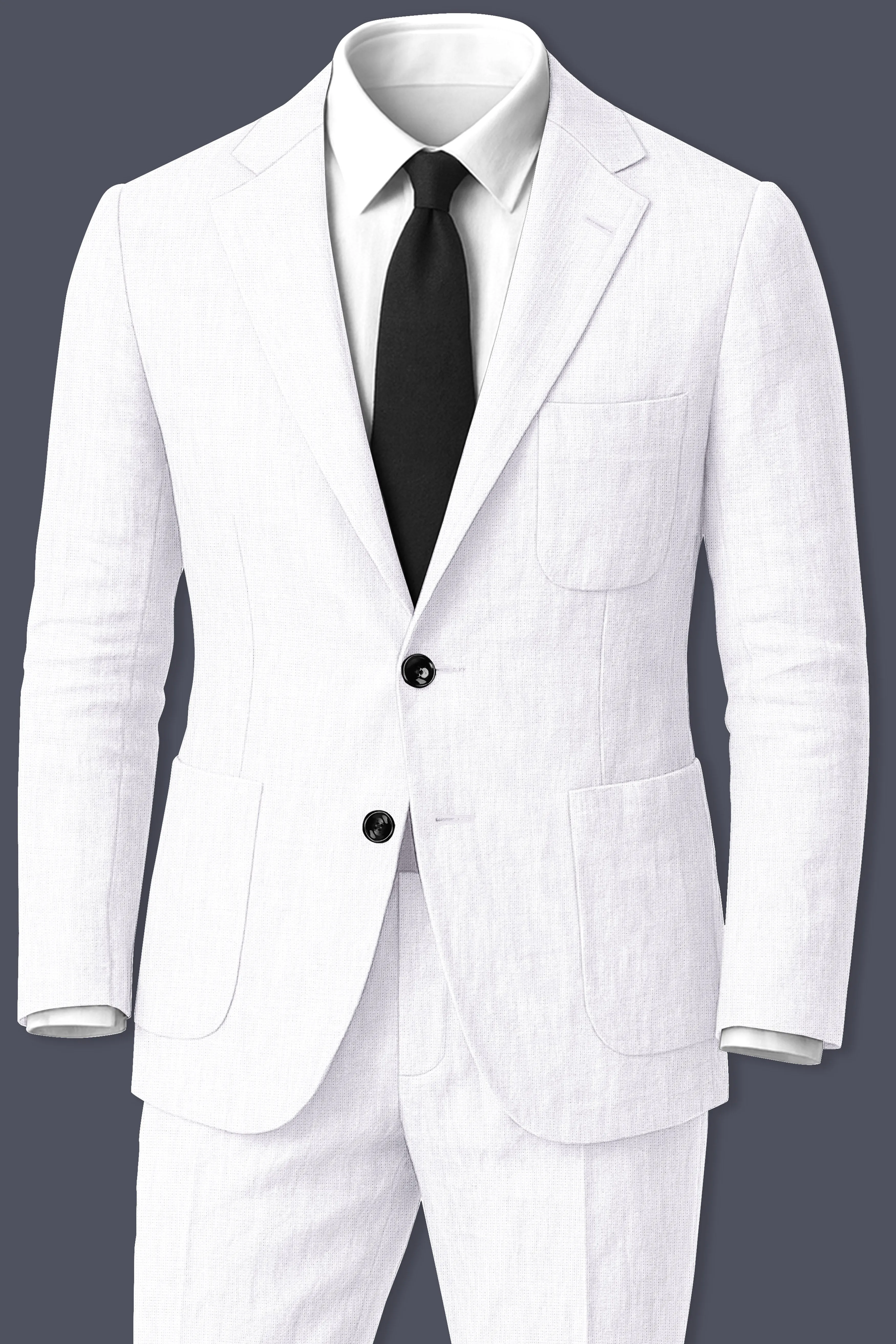 Alvesso-Bright White Luxurious Linen Single Breasted Stretchable traveler Suit sold by French Crown product image thumbnail 2