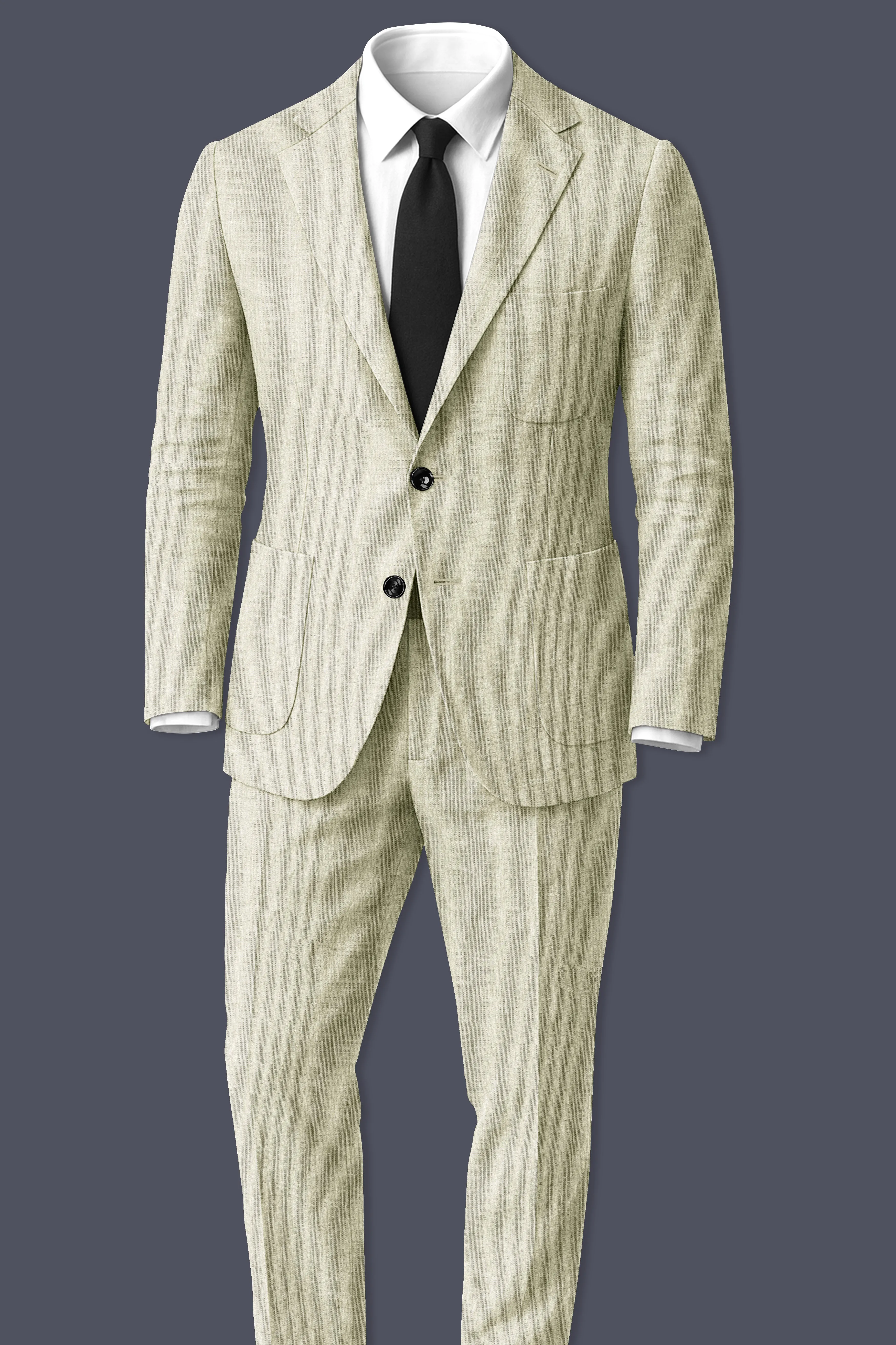 Virenza-Thistle Green Luxurious Linen Single Breasted Sports Suit sold by French Crown product image thumbnail 4