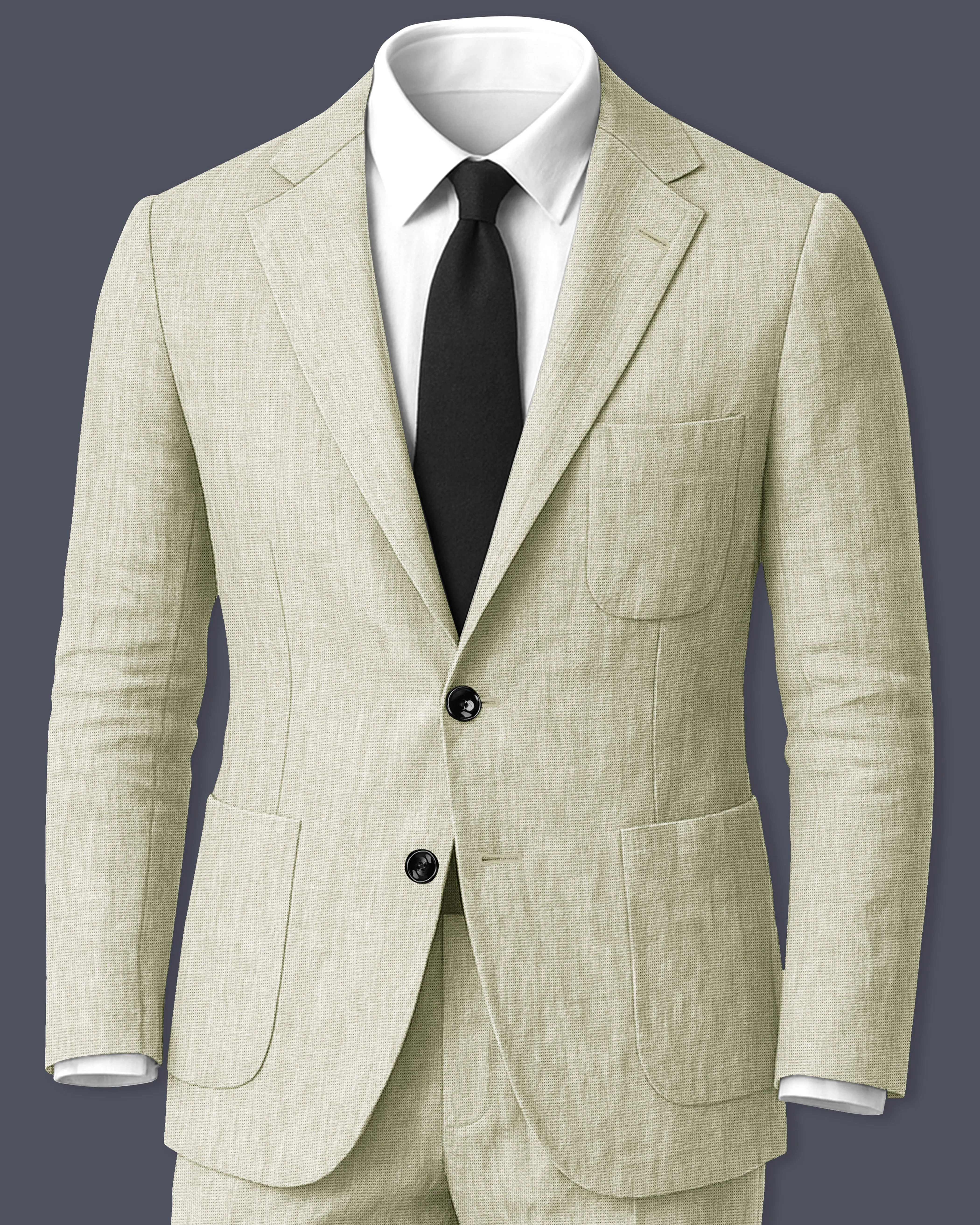 Virenza-Thistle Green Luxurious Linen Single Breasted Sports Suit sold by French Crown