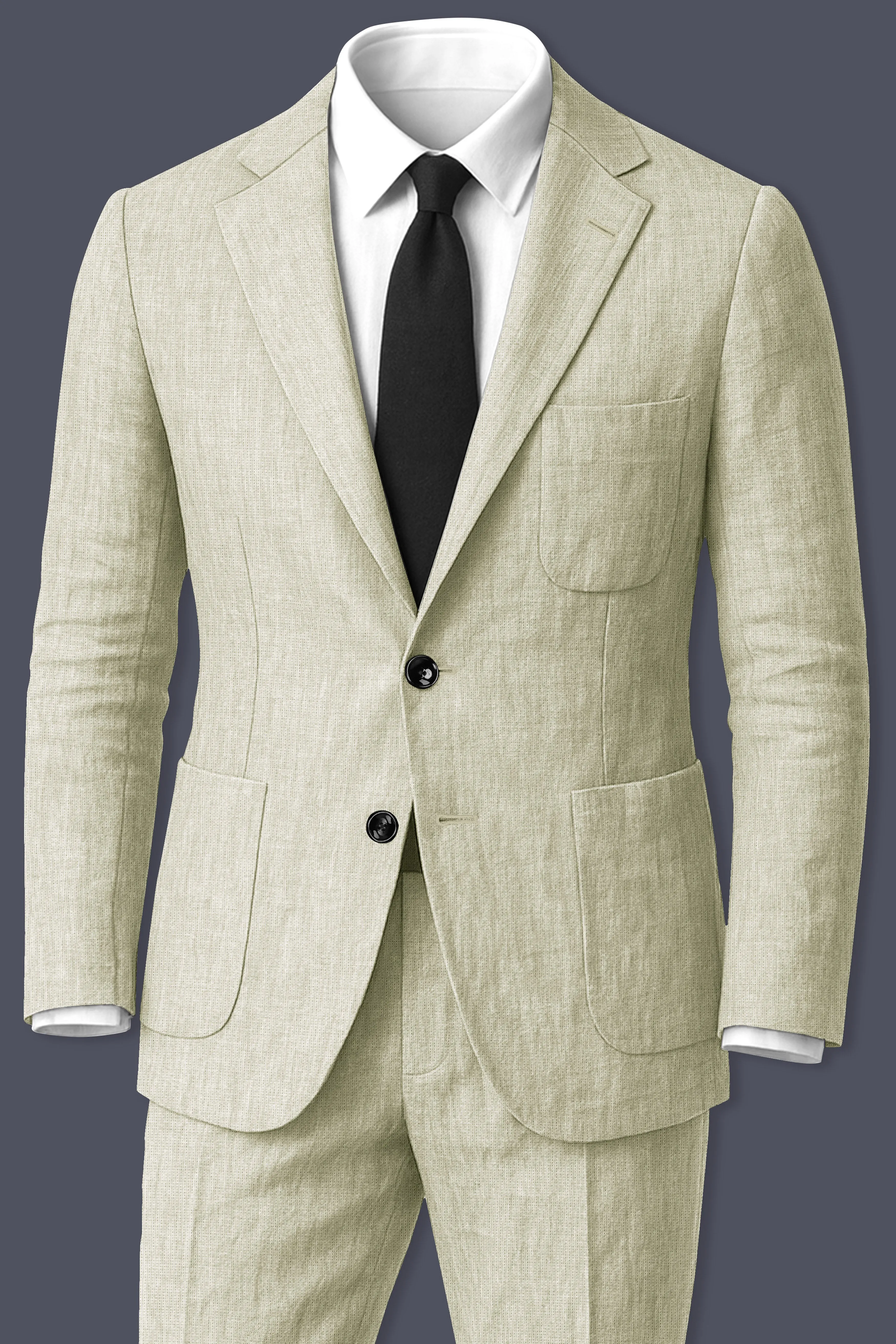 Virenza-Thistle Green Luxurious Linen Single Breasted Sports Suit sold by French Crown product image thumbnail 2
