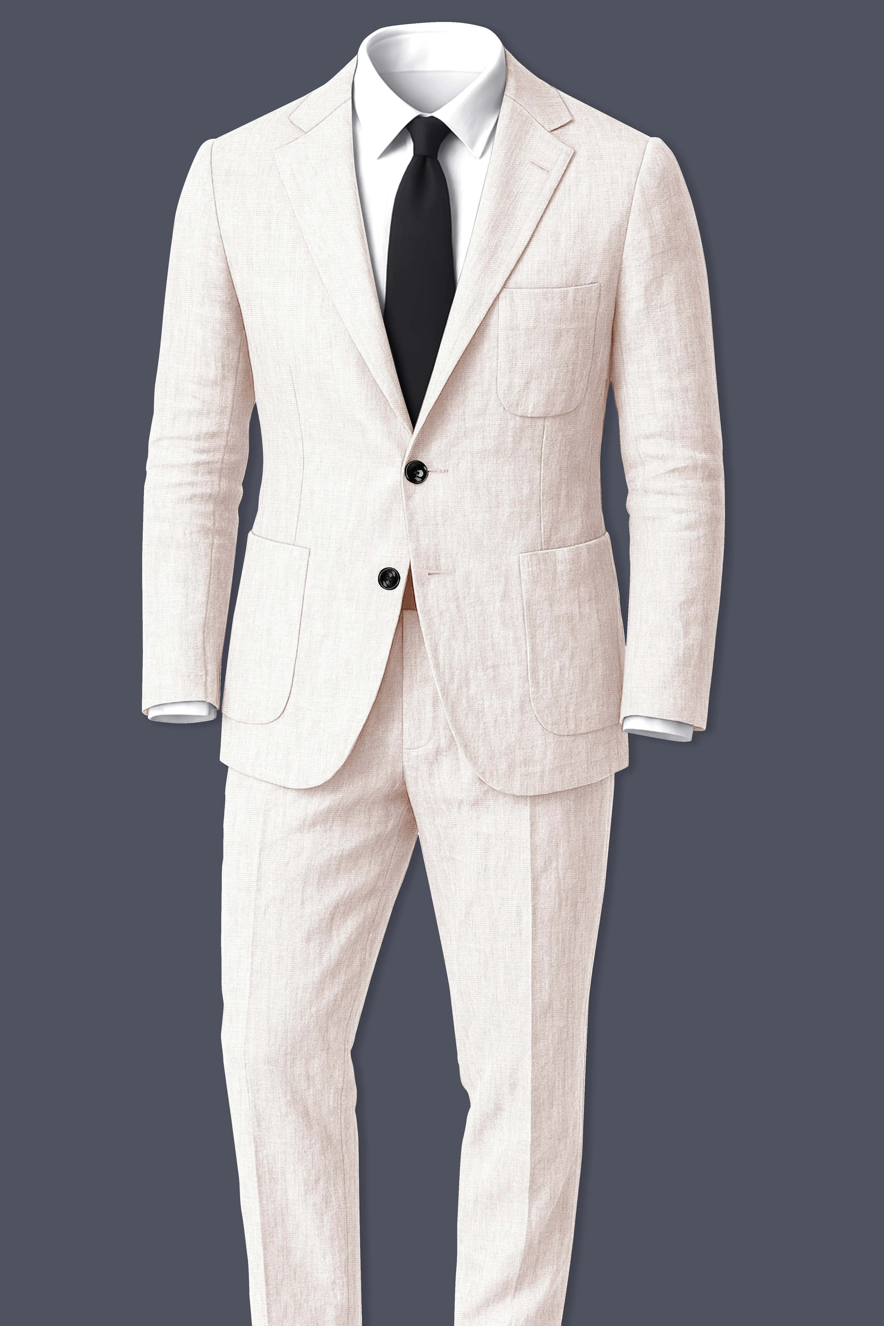 Velcrea-Vista Cream Luxurious Linen Single Breasted Sports Suit sold by French Crown product image thumbnail 4