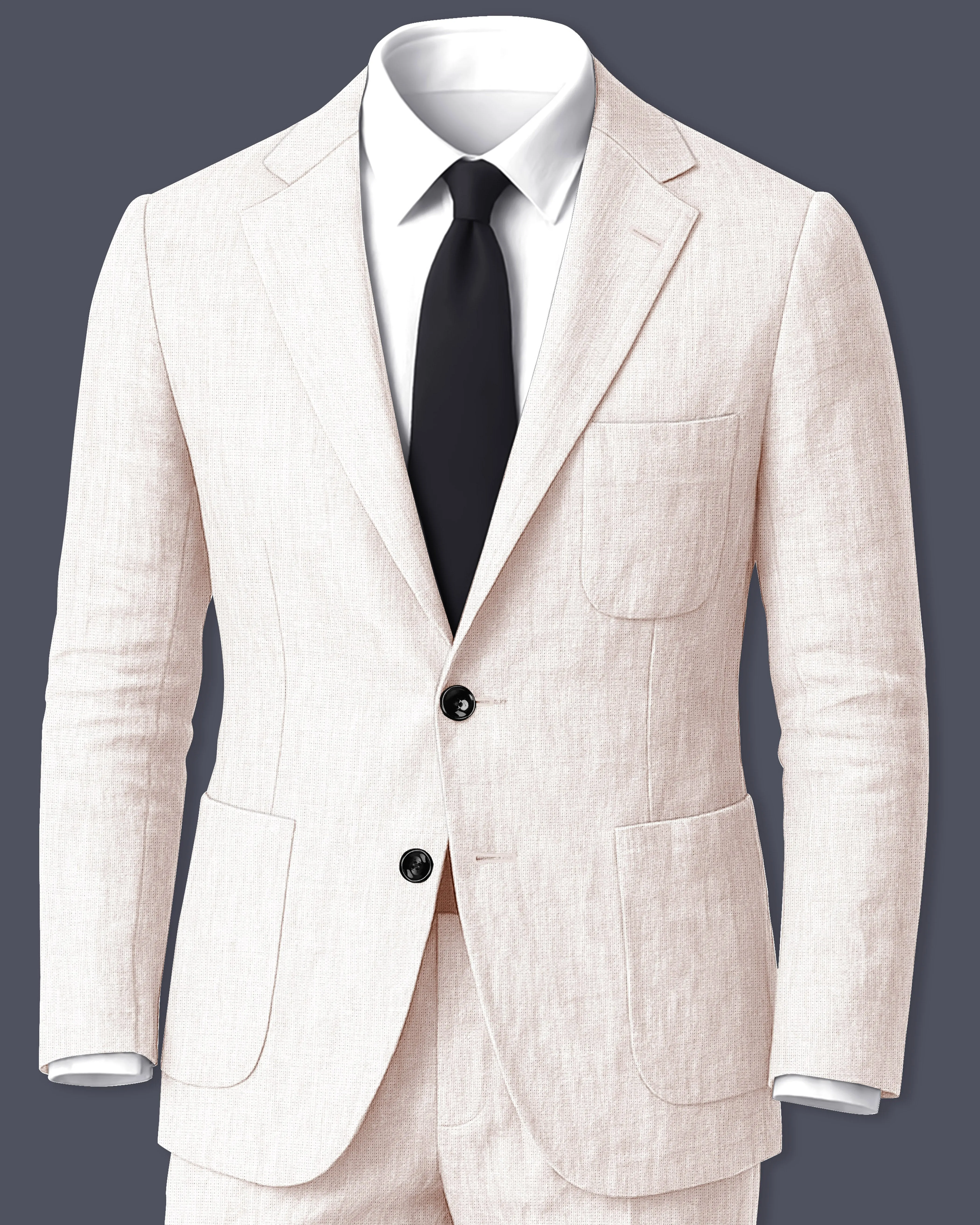 Velcrea-Vista Cream Luxurious Linen Single Breasted Sports Suit sold by French Crown
