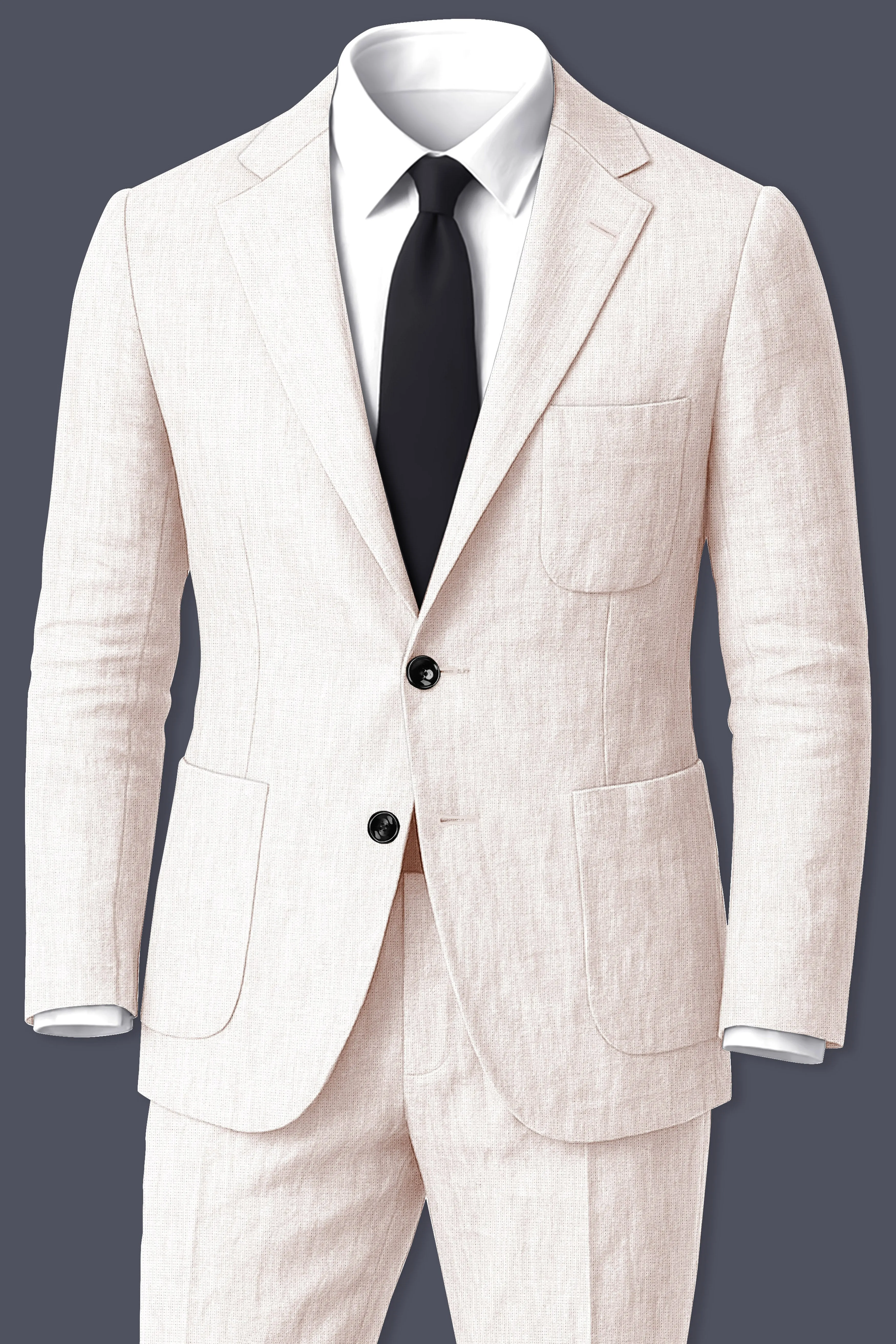 Velcrea-Vista Cream Luxurious Linen Single Breasted Sports Suit sold by French Crown product image thumbnail 2