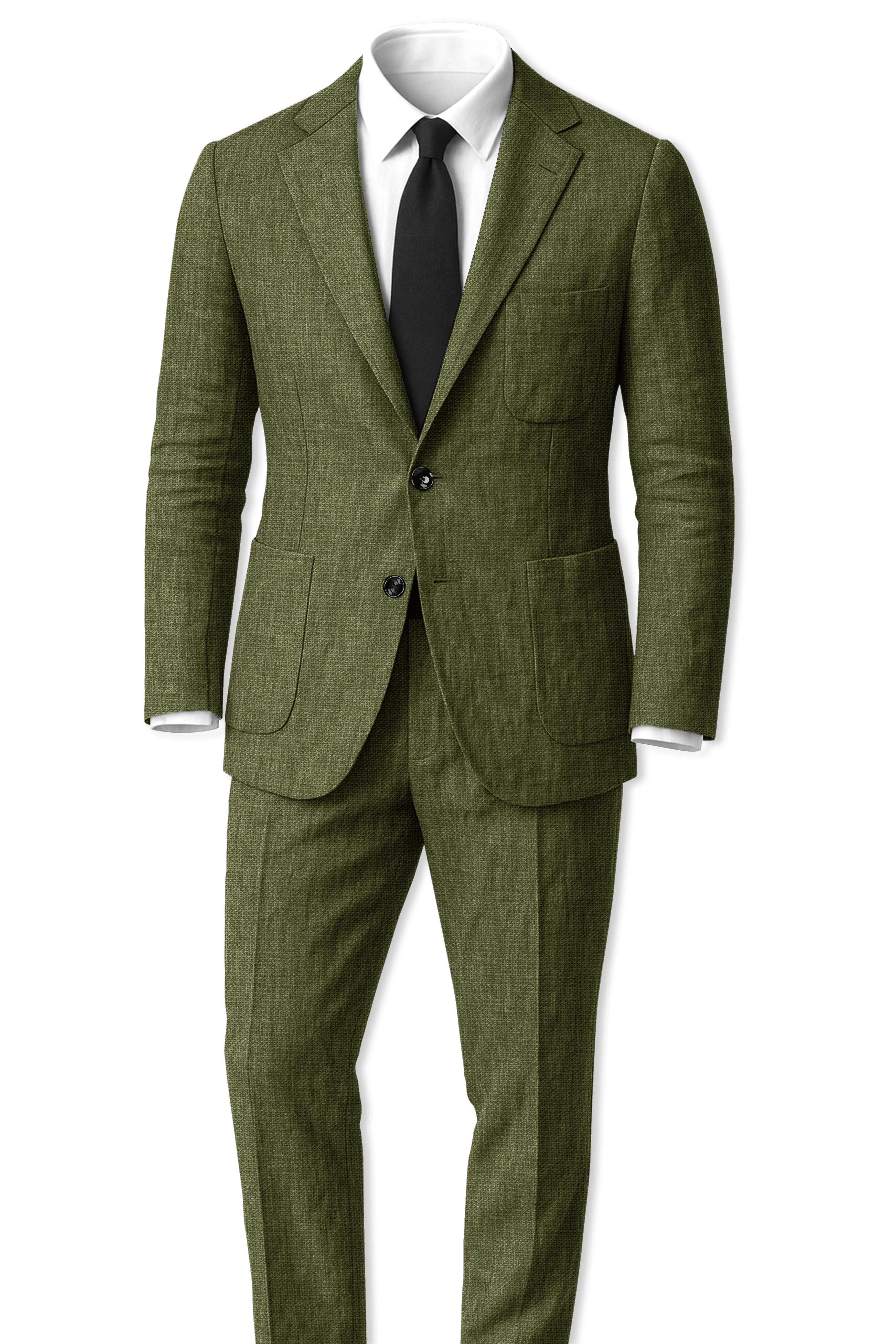 Gravino-Rifle Green Luxurious Linen Single Breasted Sports Suit sold by French Crown product image thumbnail 4