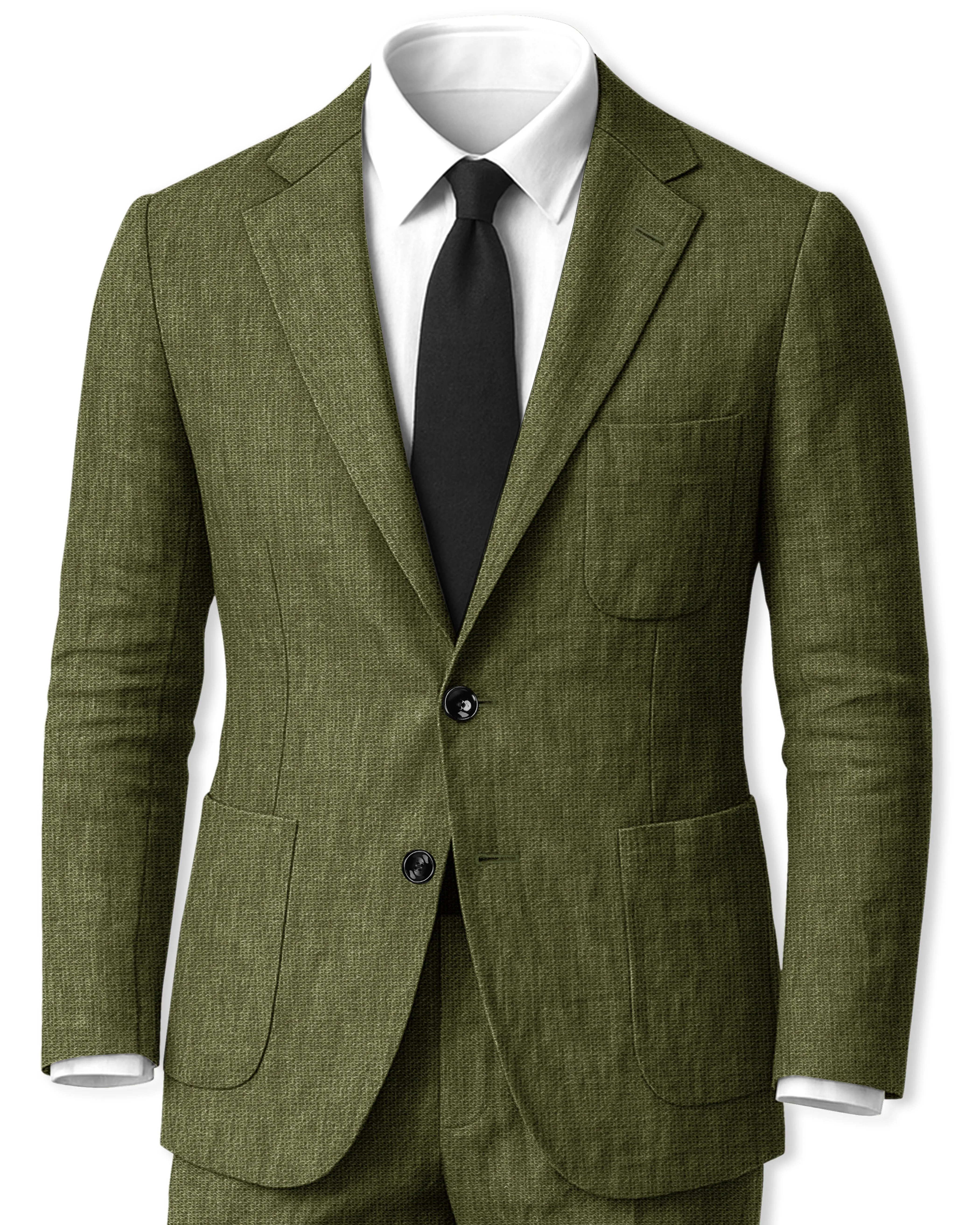 Gravino-Rifle Green Luxurious Linen Single Breasted Sports Suit sold by French Crown