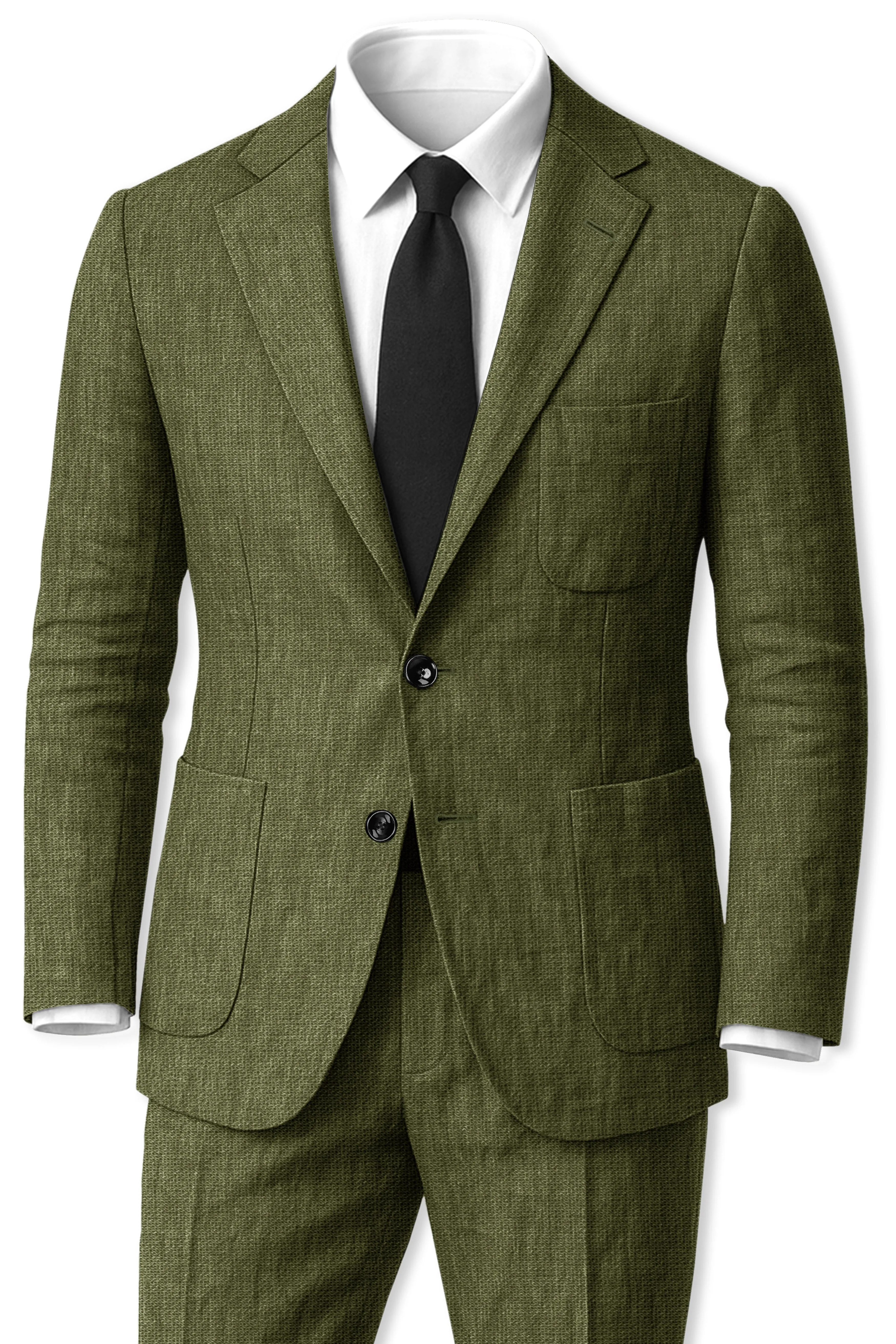 Gravino-Rifle Green Luxurious Linen Single Breasted Sports Suit sold by French Crown product image thumbnail 2