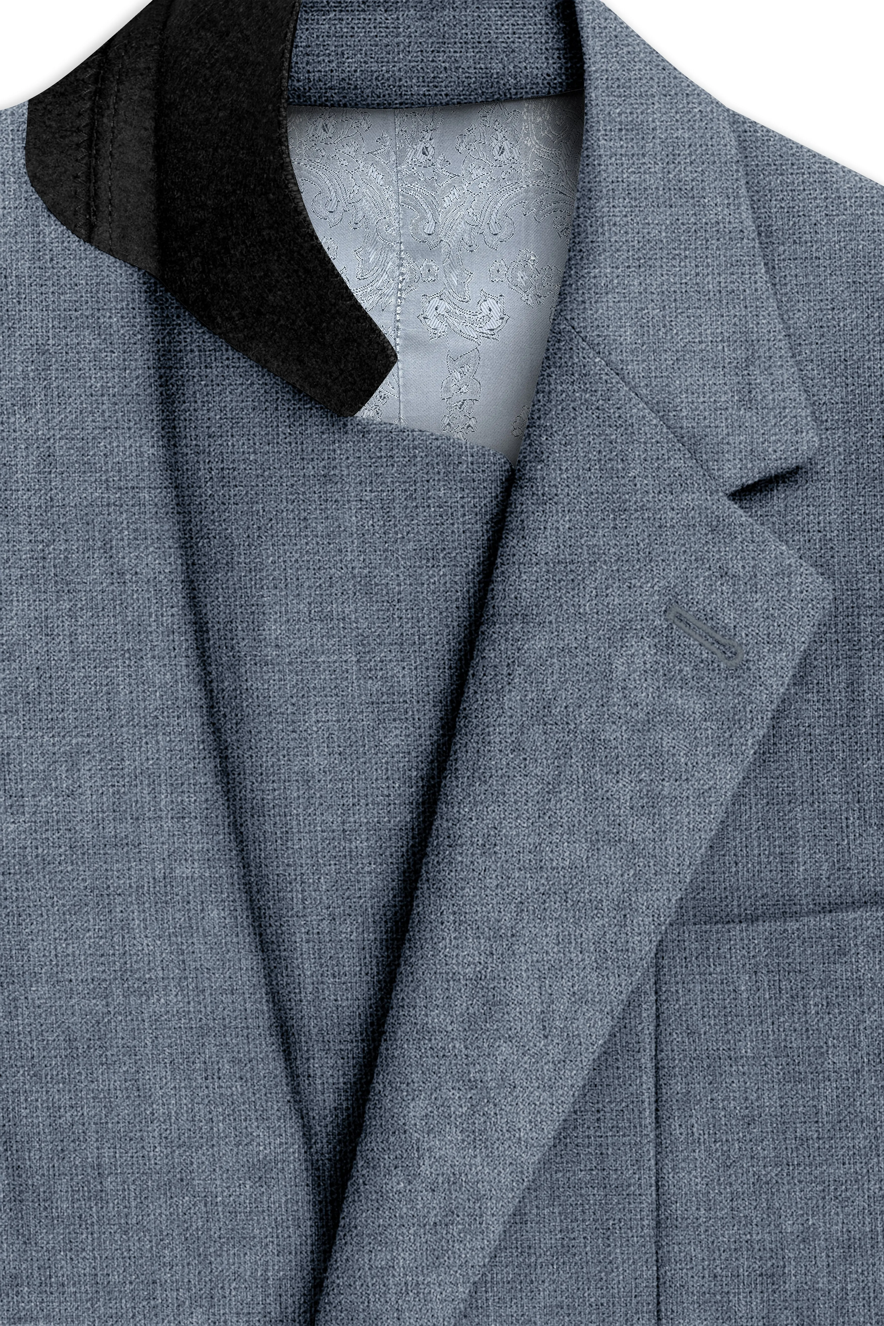 Azurven-Cadet Blue Luxurious Linen Single Breasted Sports Suit sold by French Crown product image thumbnail 5