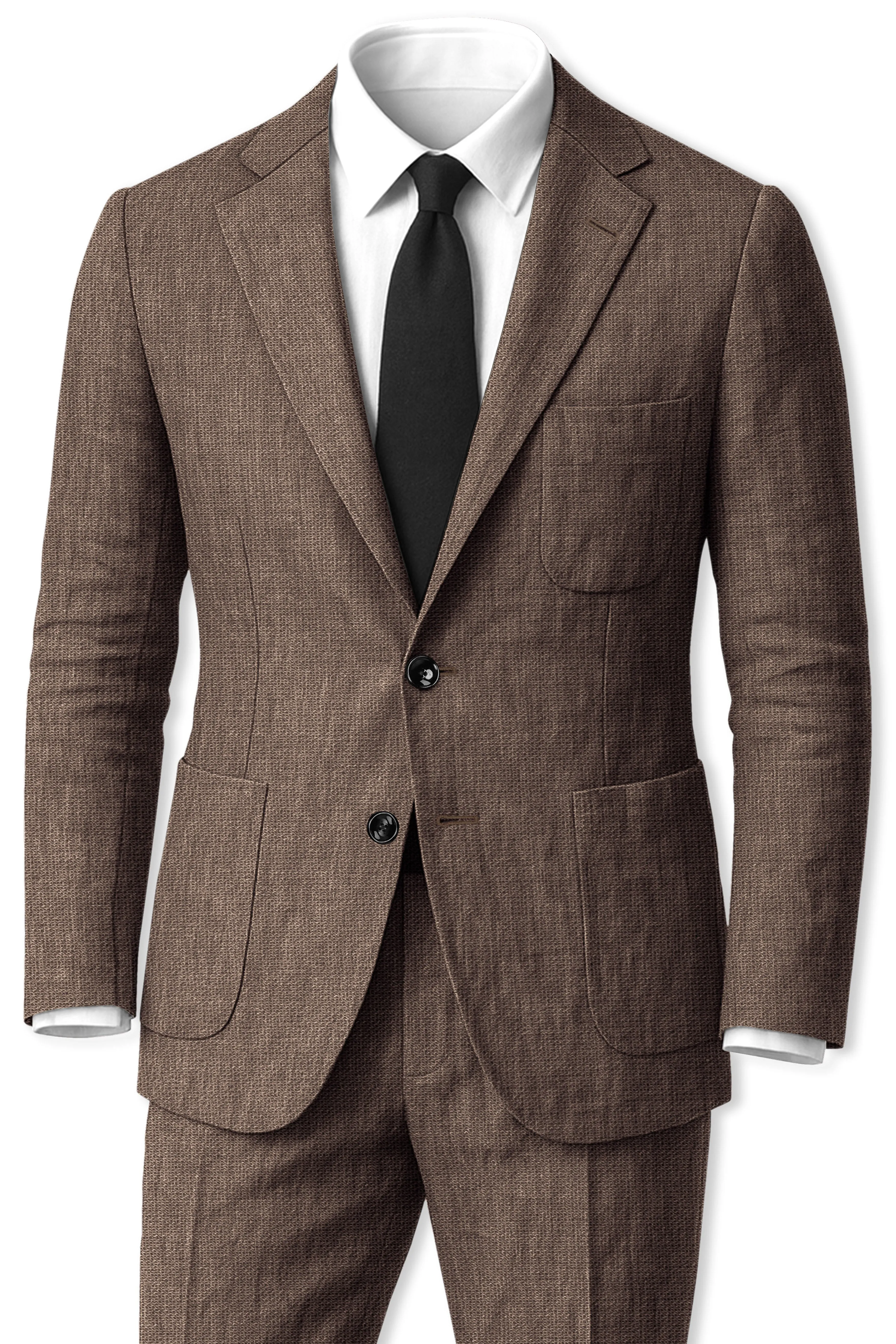 Velbrun-Kabul Brown Luxurious Linen Single Breasted Sports Suit sold by French Crown product image thumbnail 2