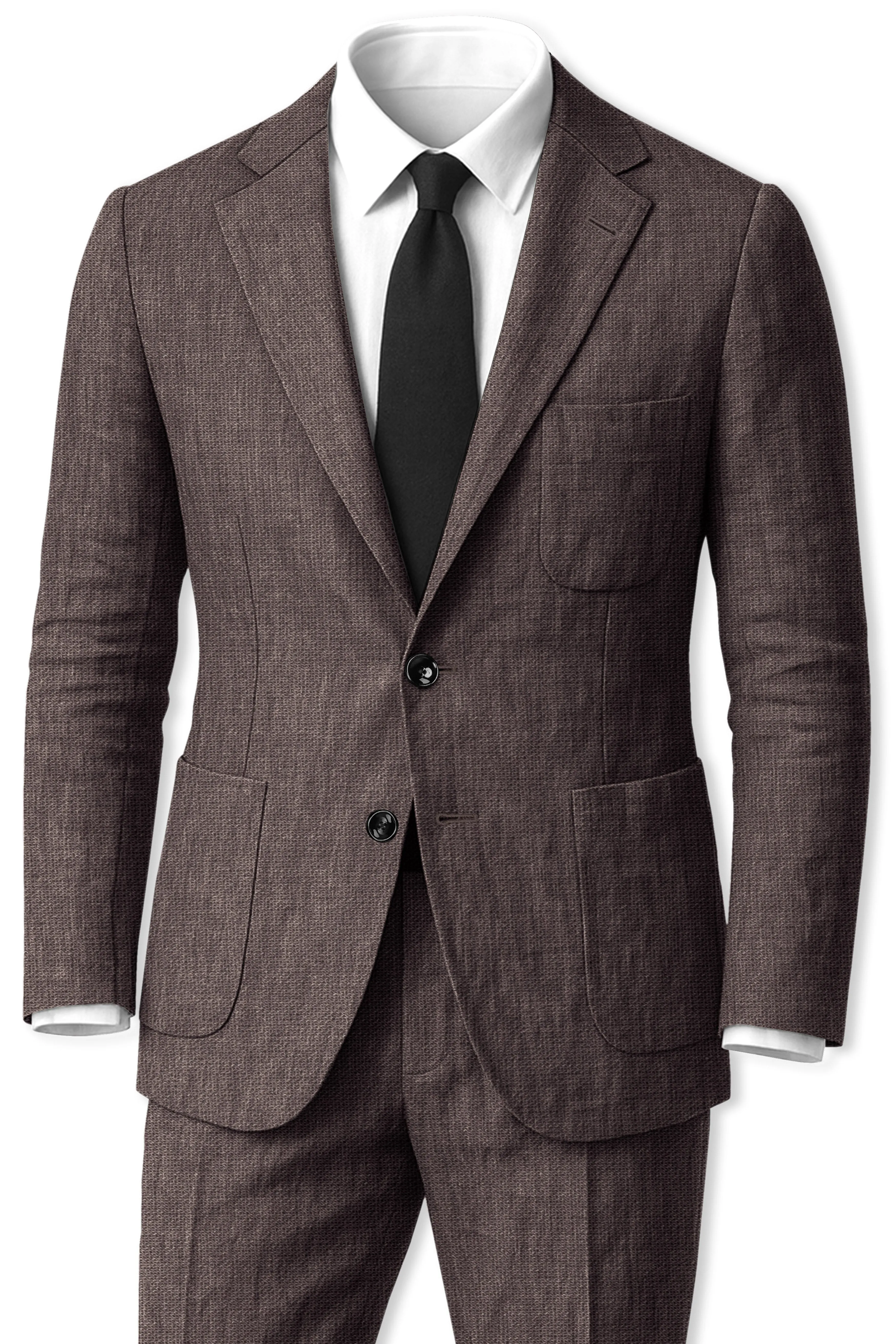 Terravo-Iridium Brown Luxurious Linen Single Breasted Sports Suit sold by French Crown product image thumbnail 2