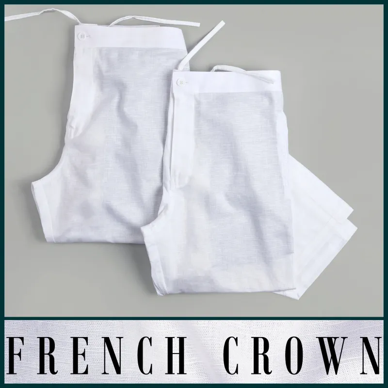 Two White Premium Linen Lounge Pants sold by French Crown