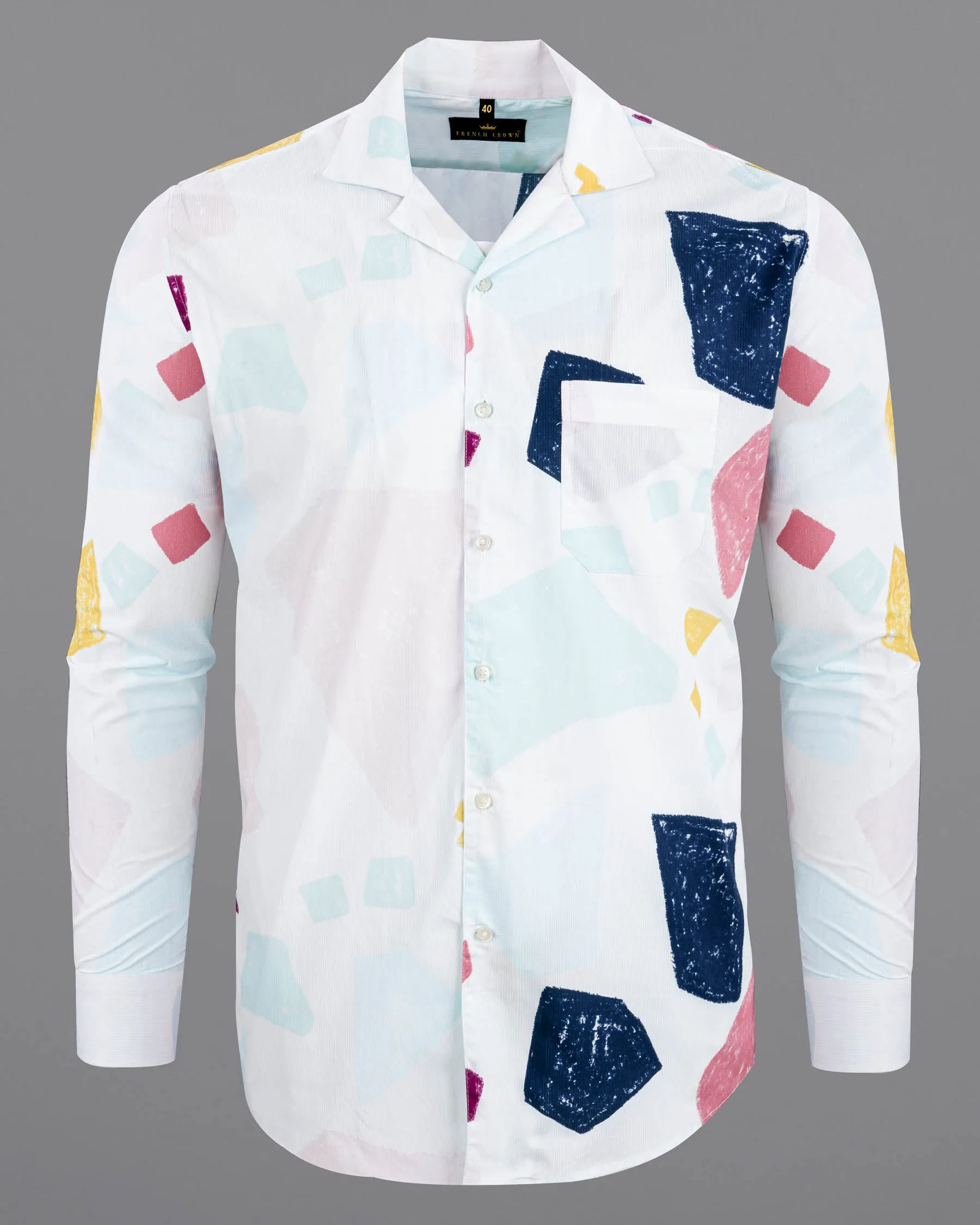 Bright White Painting art Printed Dobby Premium Giza Cotton Shirt sold by French Crown product image thumbnail 2