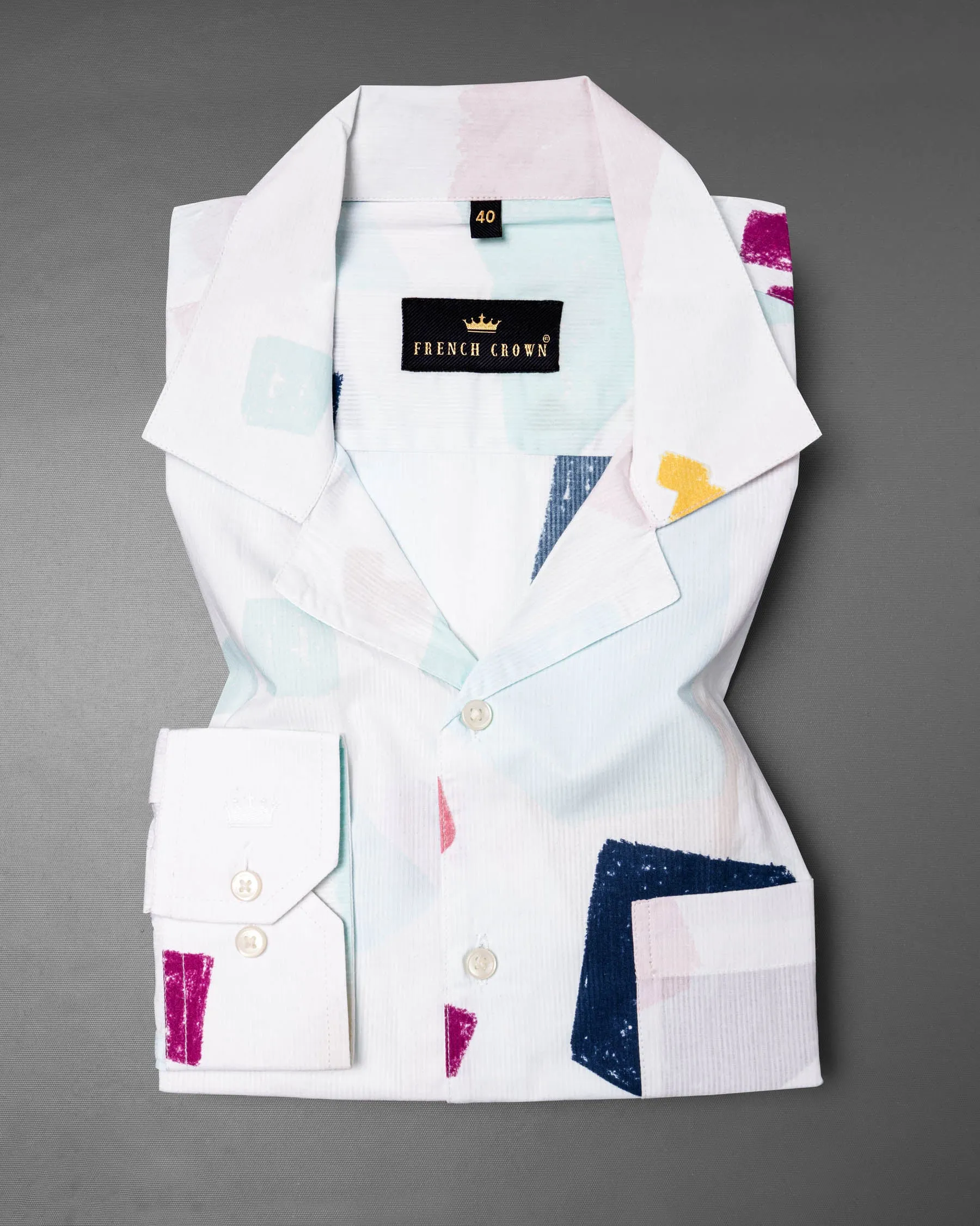 Bright White Painting art Printed Dobby Premium Giza Cotton Shirt sold by French Crown product image thumbnail 5