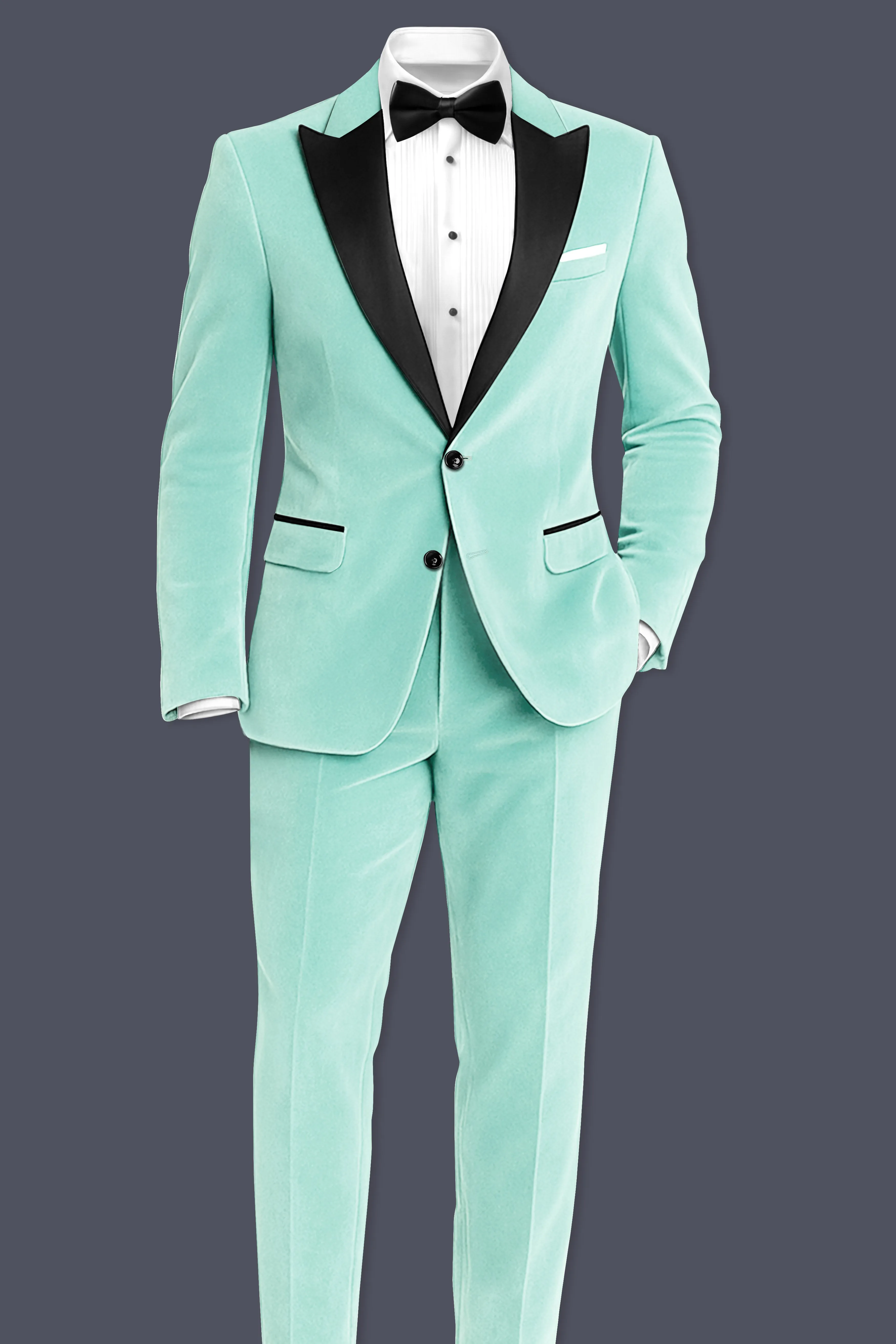 Verdalis-Cruise Green Velvet Peak Lapel Tuxedo Suit sold by French Crown product image thumbnail 4