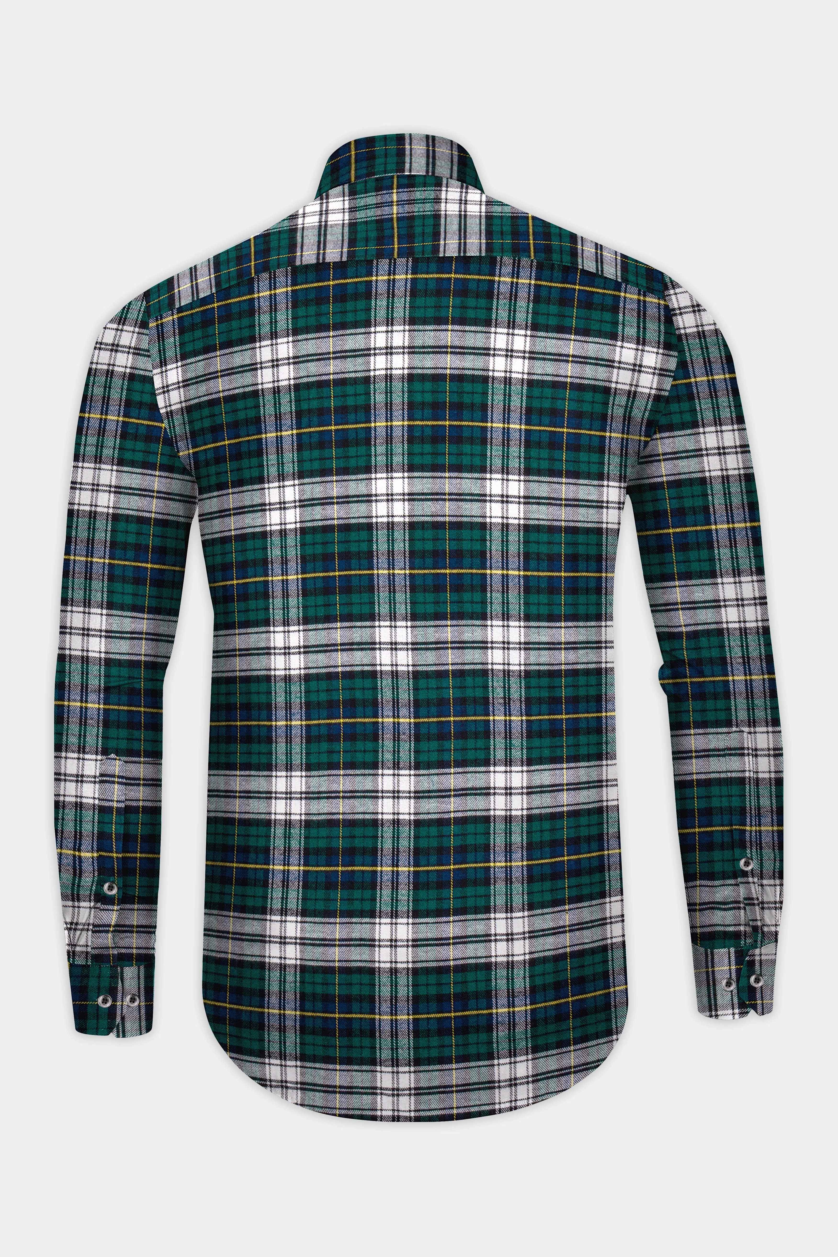 Bright White with Spruce Green Heavyweight Plaid Flannel Shirt sold by French Crown product image thumbnail 5