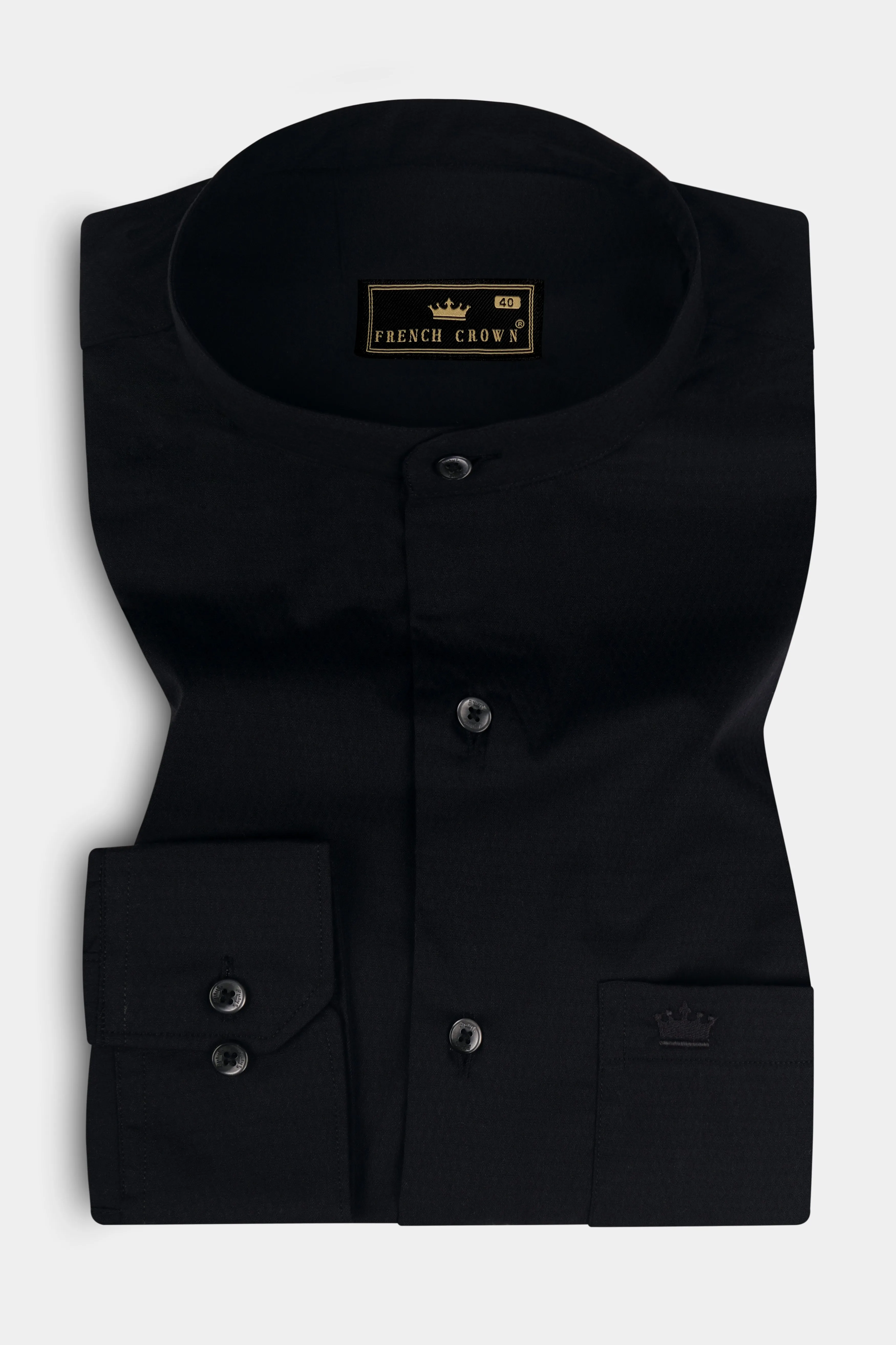 Jade Black Dobby Textured Premium Cotton Shirt sold by French Crown product image thumbnail 3
